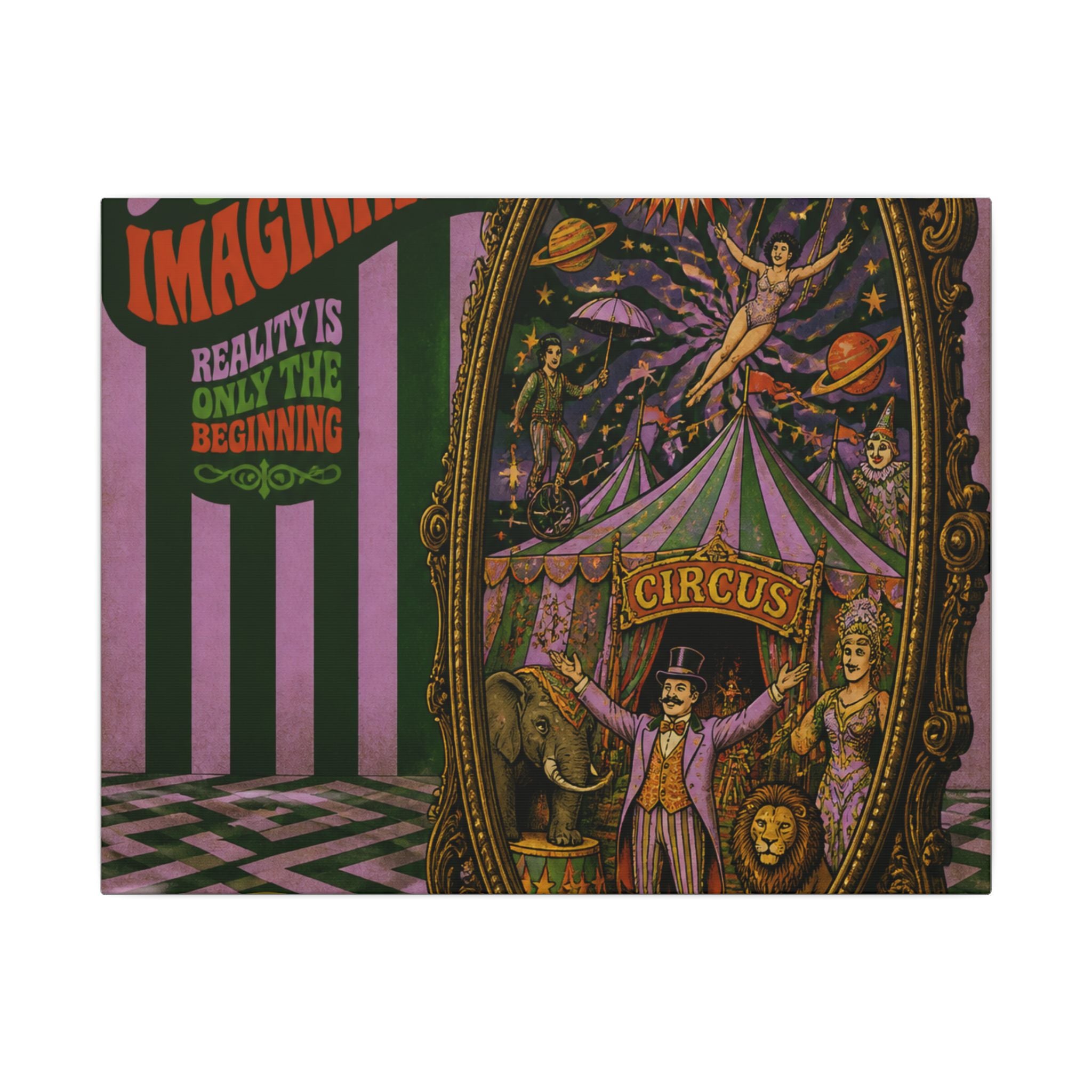 Vintage Mirror Circus Wall Art Canvas 24×36 Psychedelic Dining Room Decor Maximalist Print
