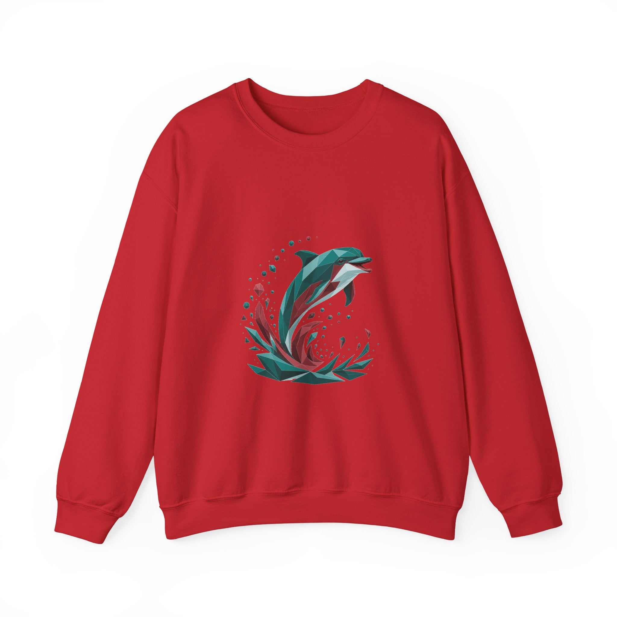 Matching Couple Sweatshirt - Shark & Dolphin Matching Couple Comfort Colors Crew Geometric Art His Hers Love Gift - Design B
