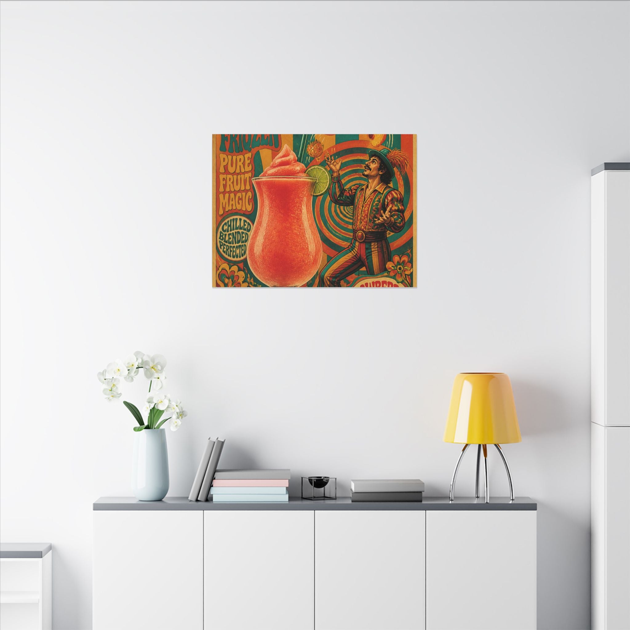 Daiquiri Fruit Juggler Wall Art Canvas 16×20 Psychedelic Cafe Decor Maximalist Print