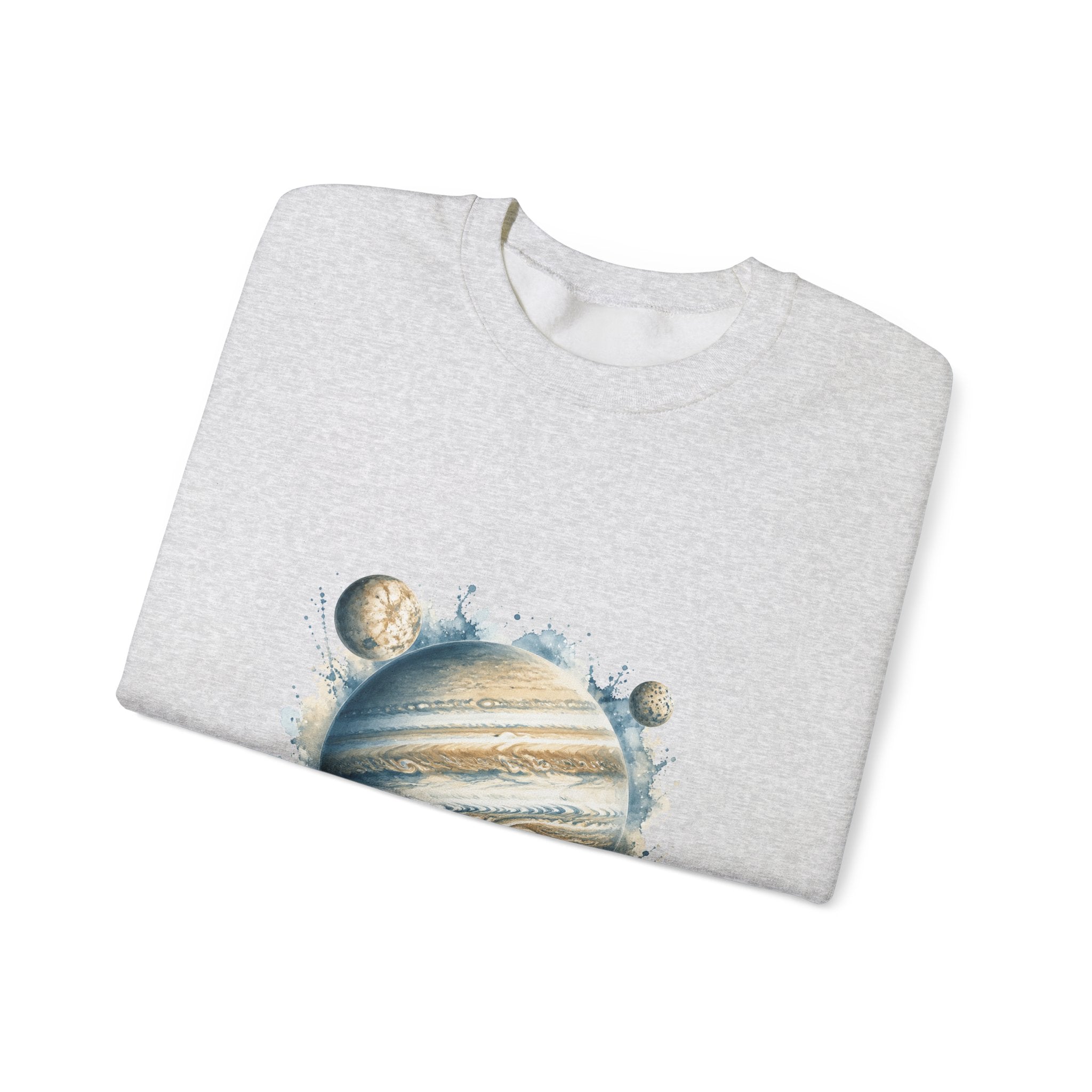 Matching Couple Sweatshirt - Saturn & Jupiter Matching Couple Crewneck Sweatshirt Watercolor Art His Hers Engagement Gift - Design B