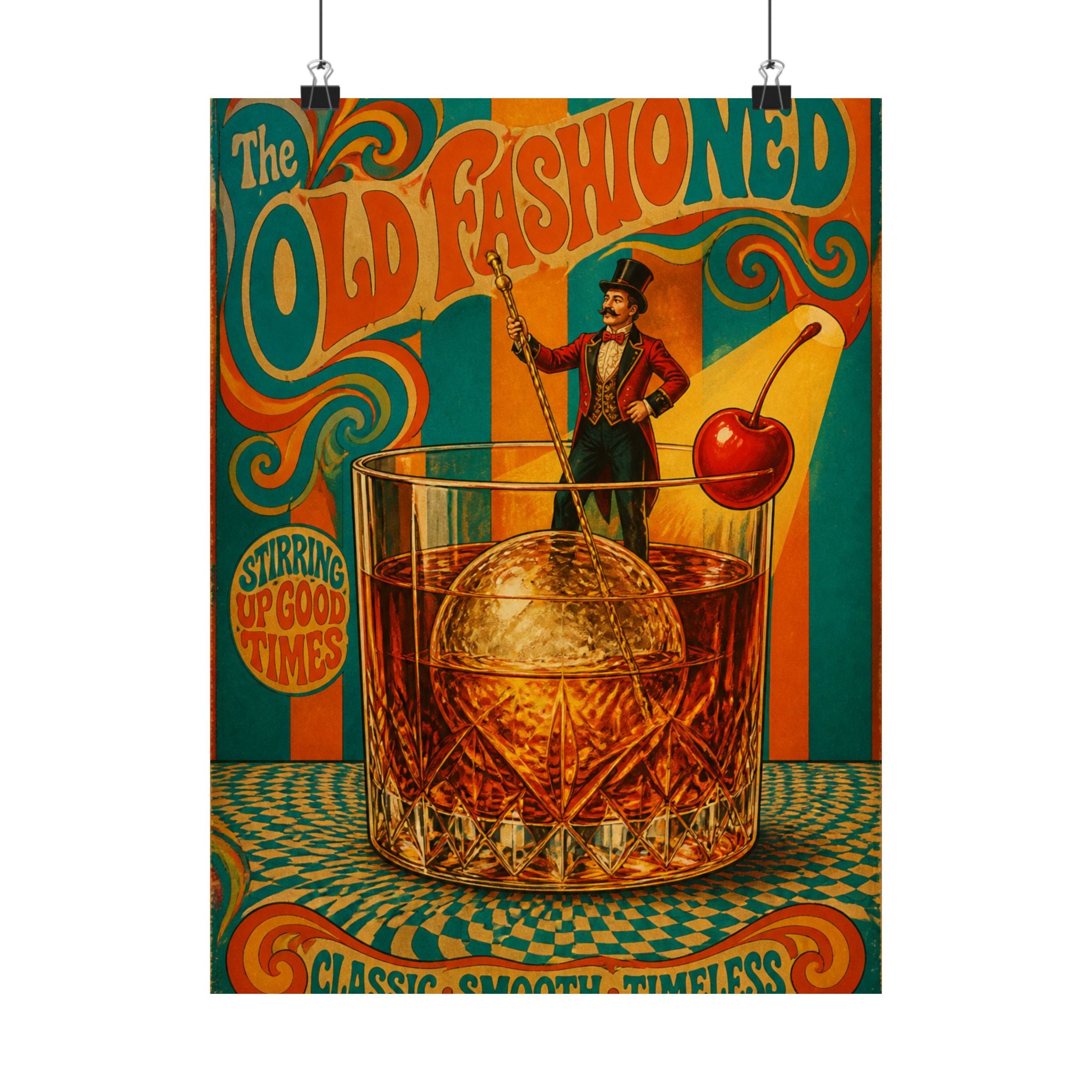 Old Fashioned Ringmaster Wall Art Poster 24×36 Psychedelic Dining Room Decor Maximalist Print