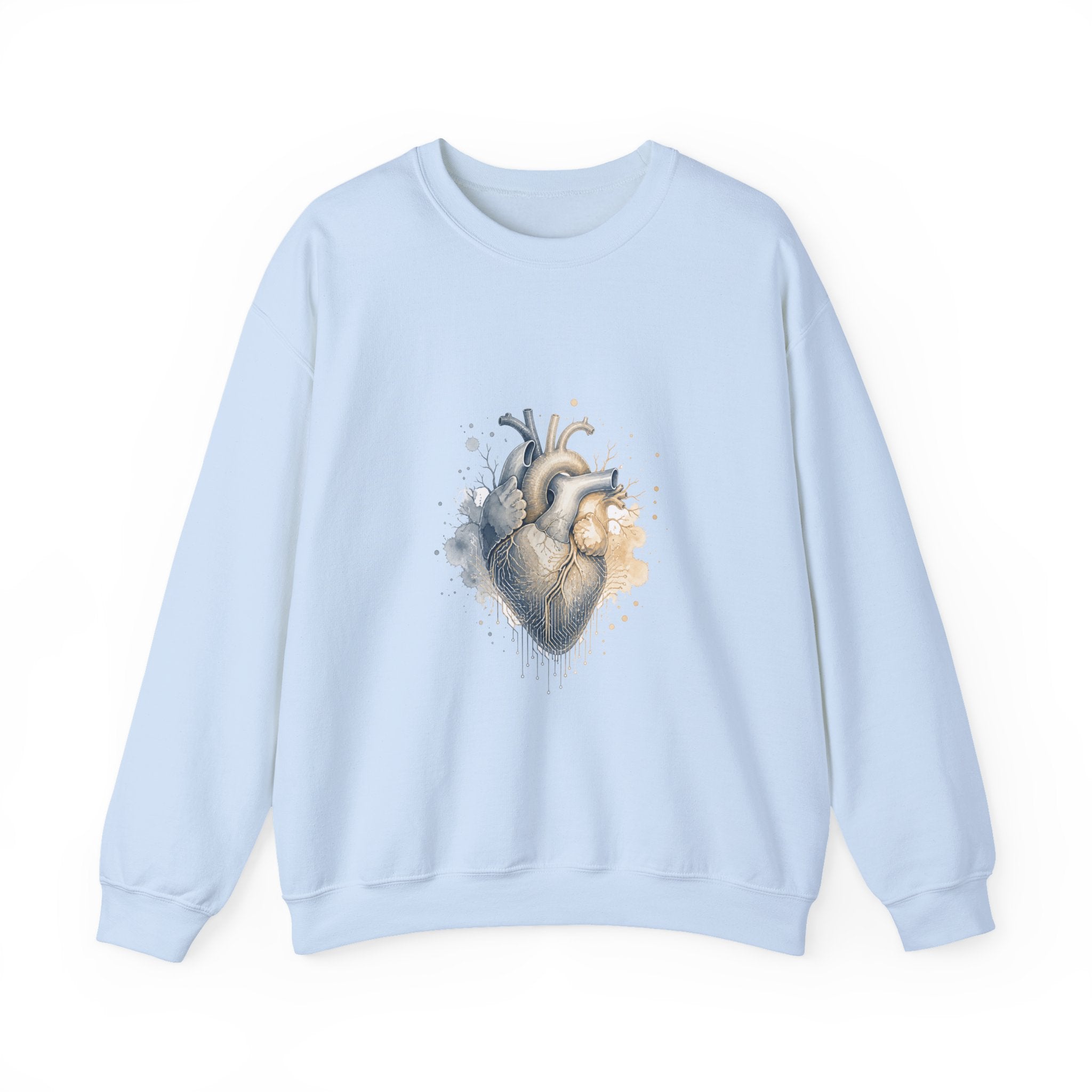 Matching Couple Sweatshirt - Robot & Heart Matching Couple Comfort Colors Crew Watercolor Art His Hers Birthday Gift - Design B