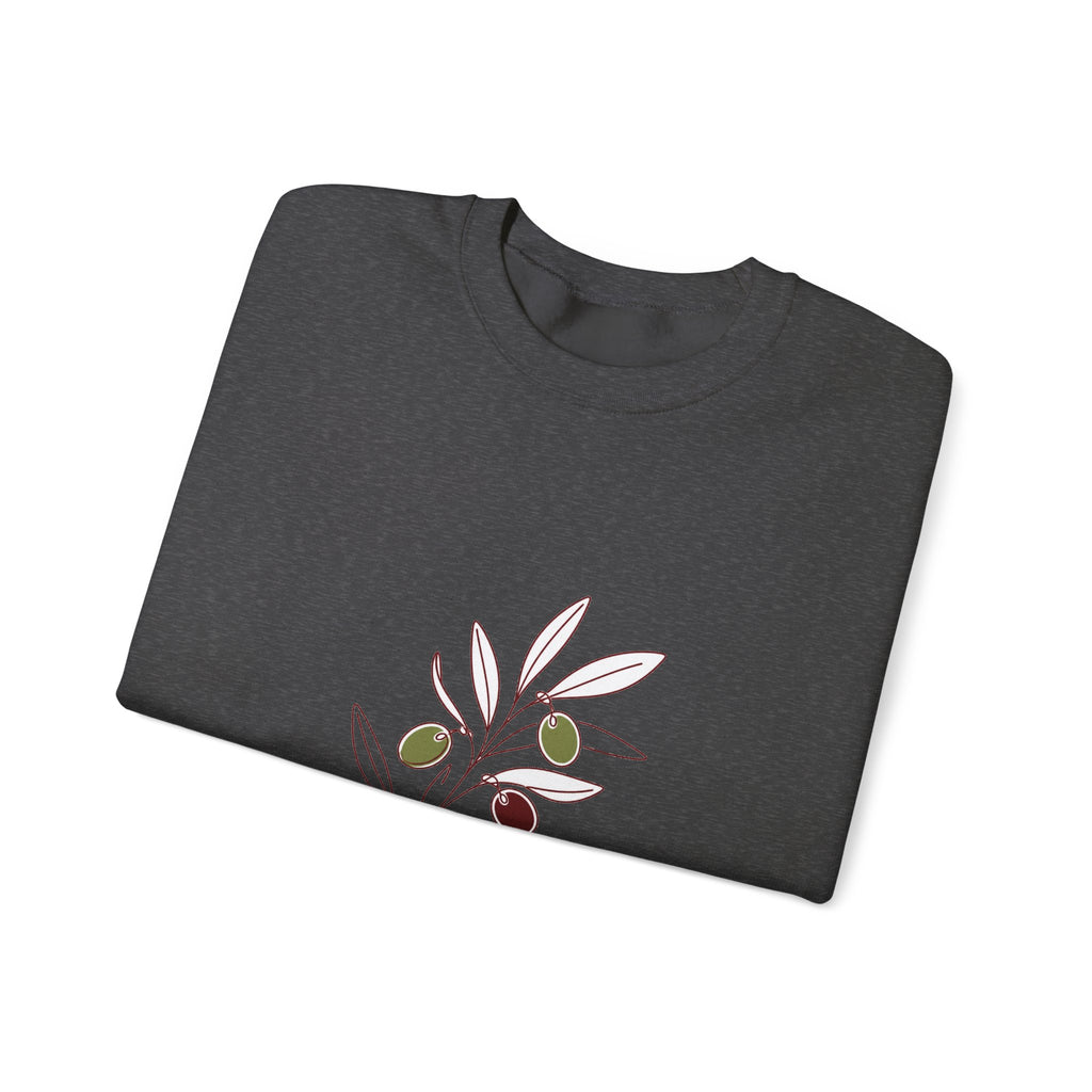 Matching Couple Sweatshirt - Olive Branch & Fig Matching Couple Crewneck Sweatshirt Minimalist Art His Hers Valentine Gift - Design A