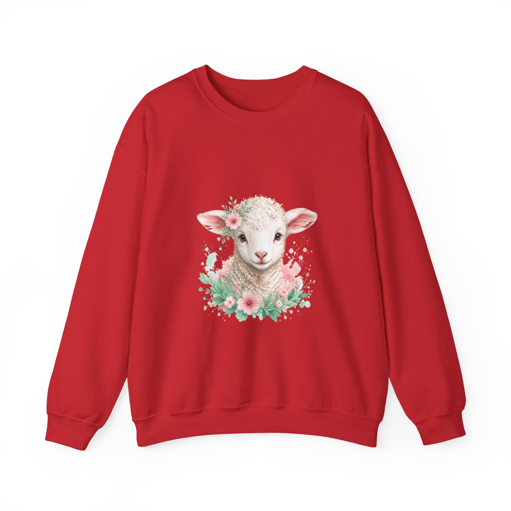 Matching Couple Sweatshirt - Lion & Lamb Matching Couple Premium Fleece Sweatshirt Watercolor Art His Hers Birthday Gift - Design B