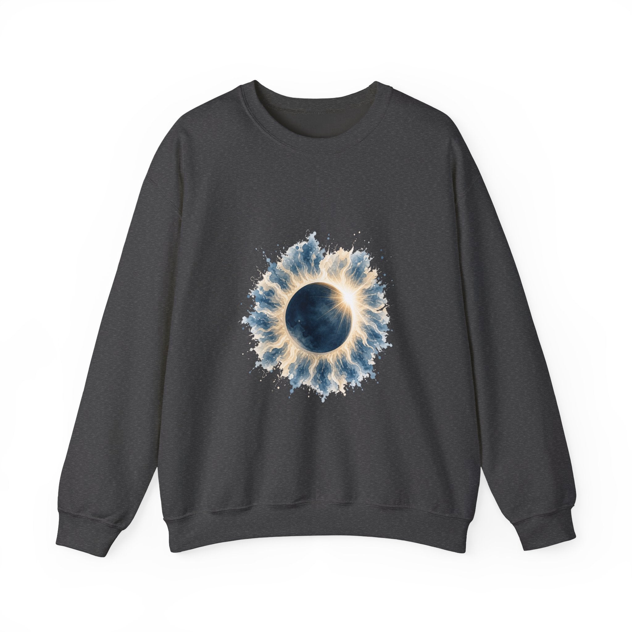 Matching Couple Sweatshirt - Solar & Lunar Eclipse Matching Couple Comfort Colors Crew Watercolor Art His Hers Birthday Gift - Design A