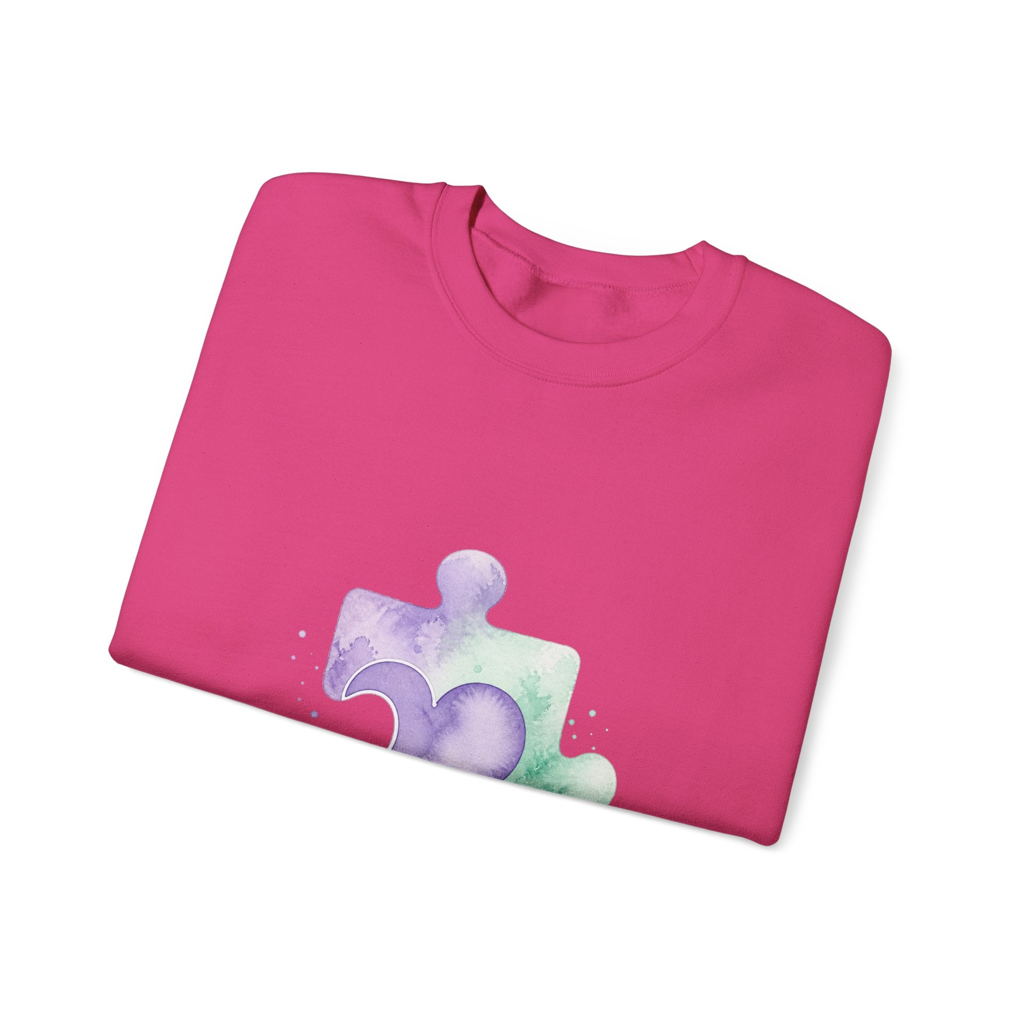 Matching Couple Sweatshirt - Puzzle Pieces Matching Couple Comfort Colors Crew Watercolor Art His Hers Birthday Gift - Design B
