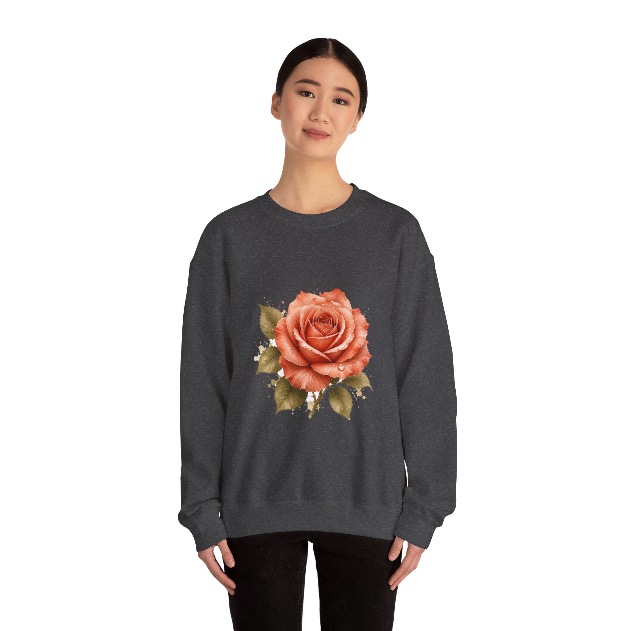 Matching Couple Sweatshirt - Rose & Thorn Matching Couple Premium Fleece Sweatshirt Watercolor Art His Hers Birthday Gift - Design A
