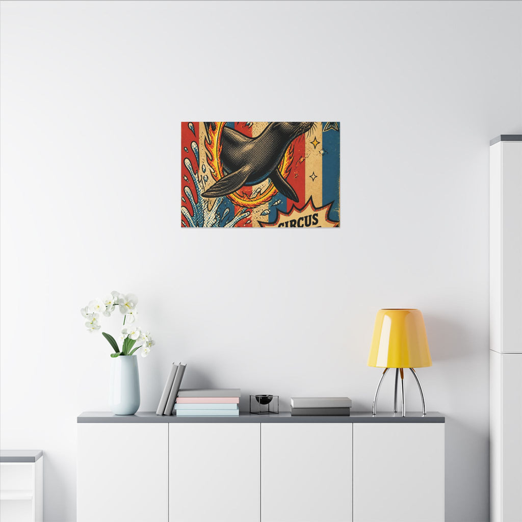 Seal Fire Hoop Wall Art Canvas 16×20 Pop Art Living Room Decor Maximalist Print