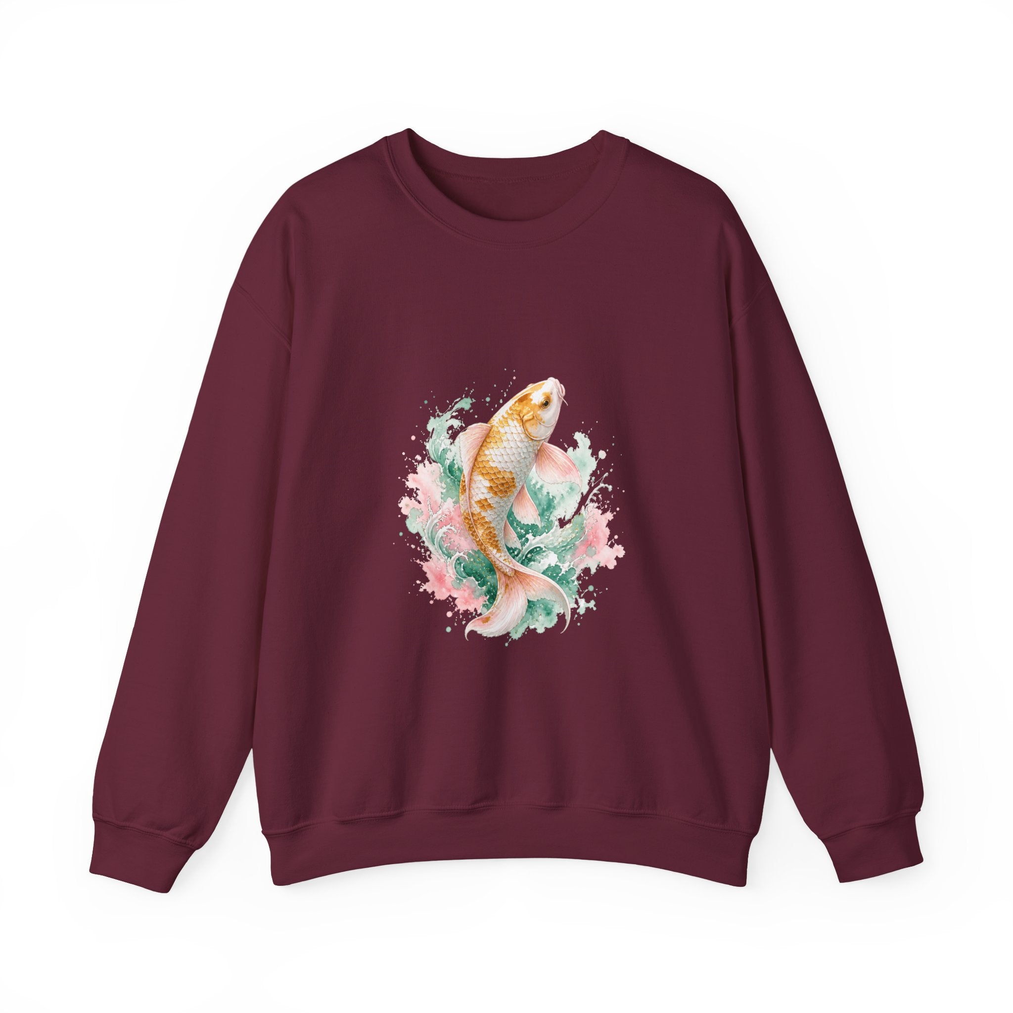 Matching Couple Sweatshirt - Koi Fish Yin Yang Matching Couple Premium Fleece Sweatshirt Watercolor Art His Hers Birthday Gift - Design A
