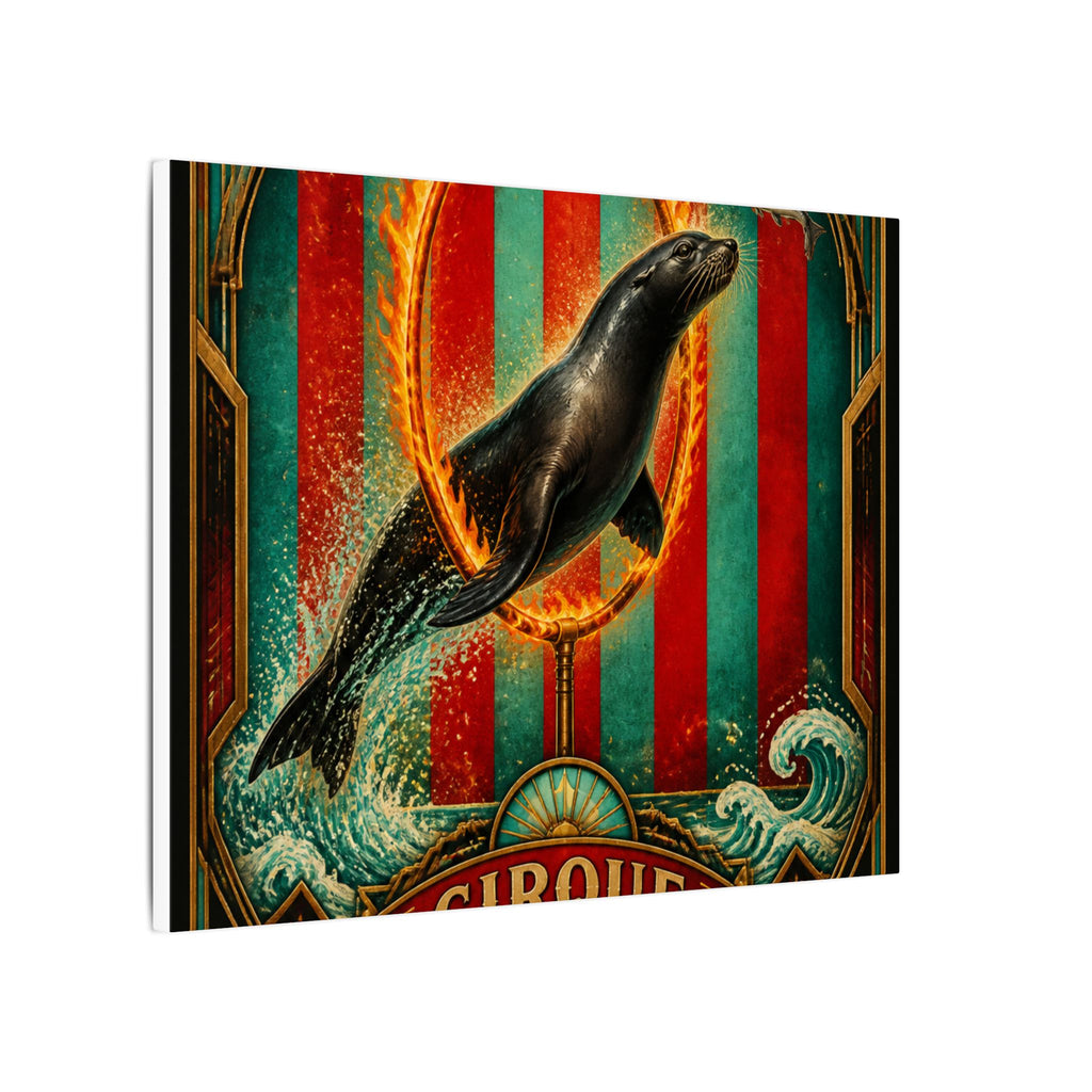 Seal Fire Hoop Wall Art Canvas 24×36 Art Deco Bar Area Decor Maximalist Print