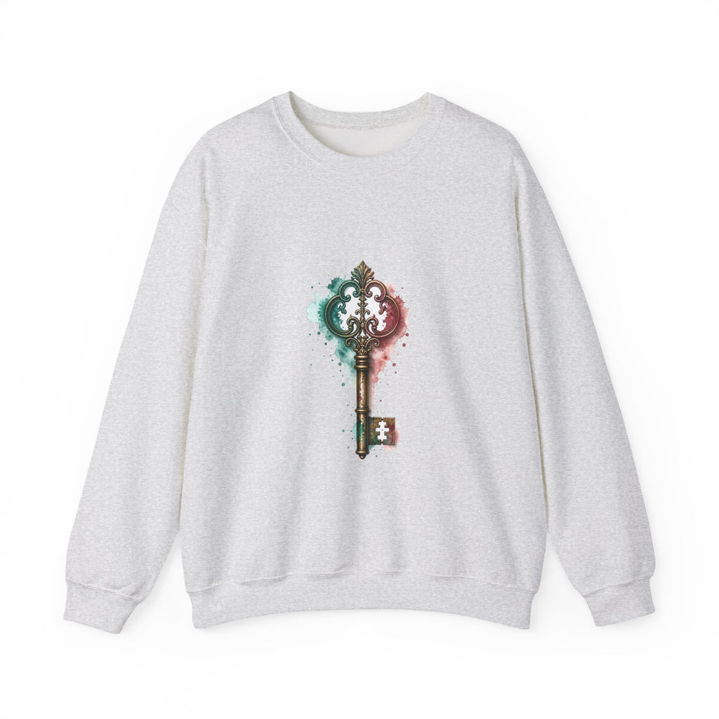 Matching Couple Sweatshirt - Key & Lock Matching Couple Premium Fleece Sweatshirt Watercolor Art His Hers Birthday Gift - Design A