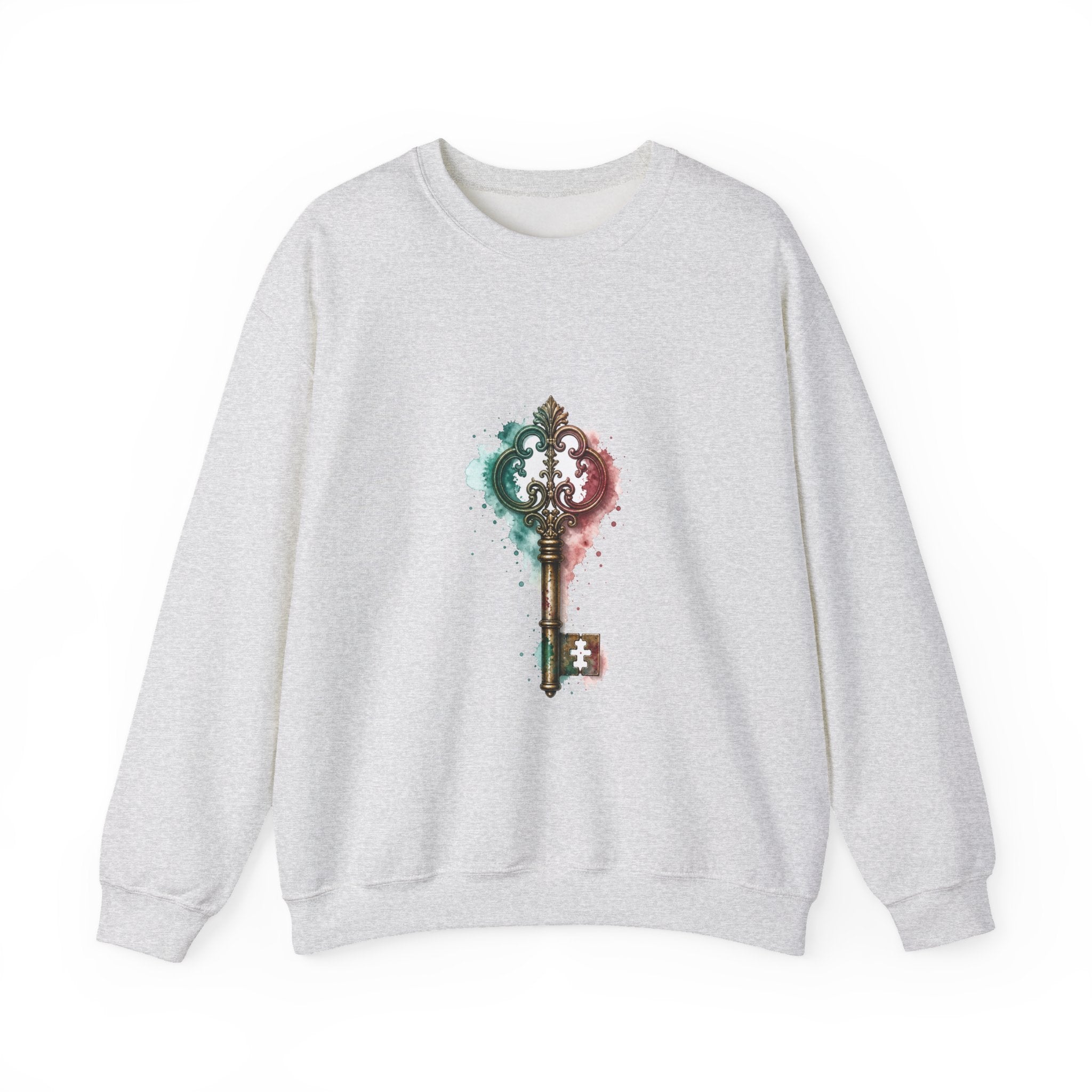 Matching Couple Sweatshirt - Key & Lock Matching Couple Premium Fleece Sweatshirt Watercolor Art His Hers Birthday Gift - Design A