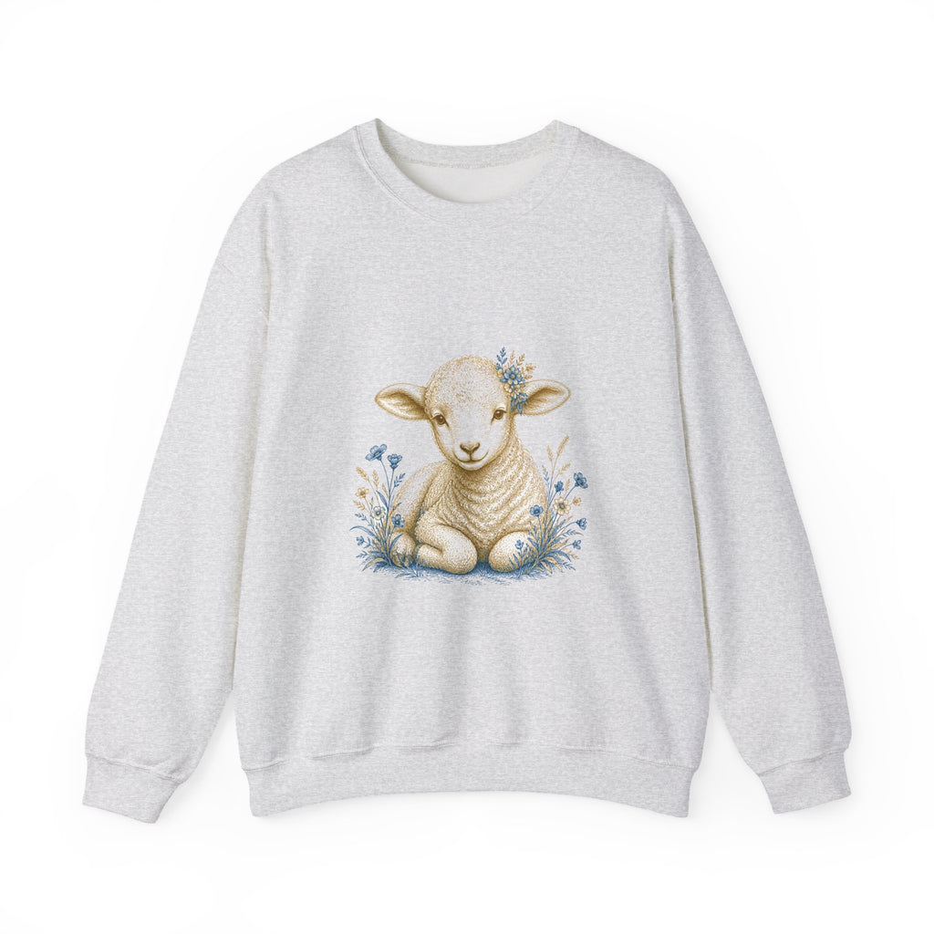 Matching Couple Sweatshirt - Lion & Lamb Matching Couple Premium Fleece Sweatshirt Vintage Art His Hers Honeymoon Gift - Design B