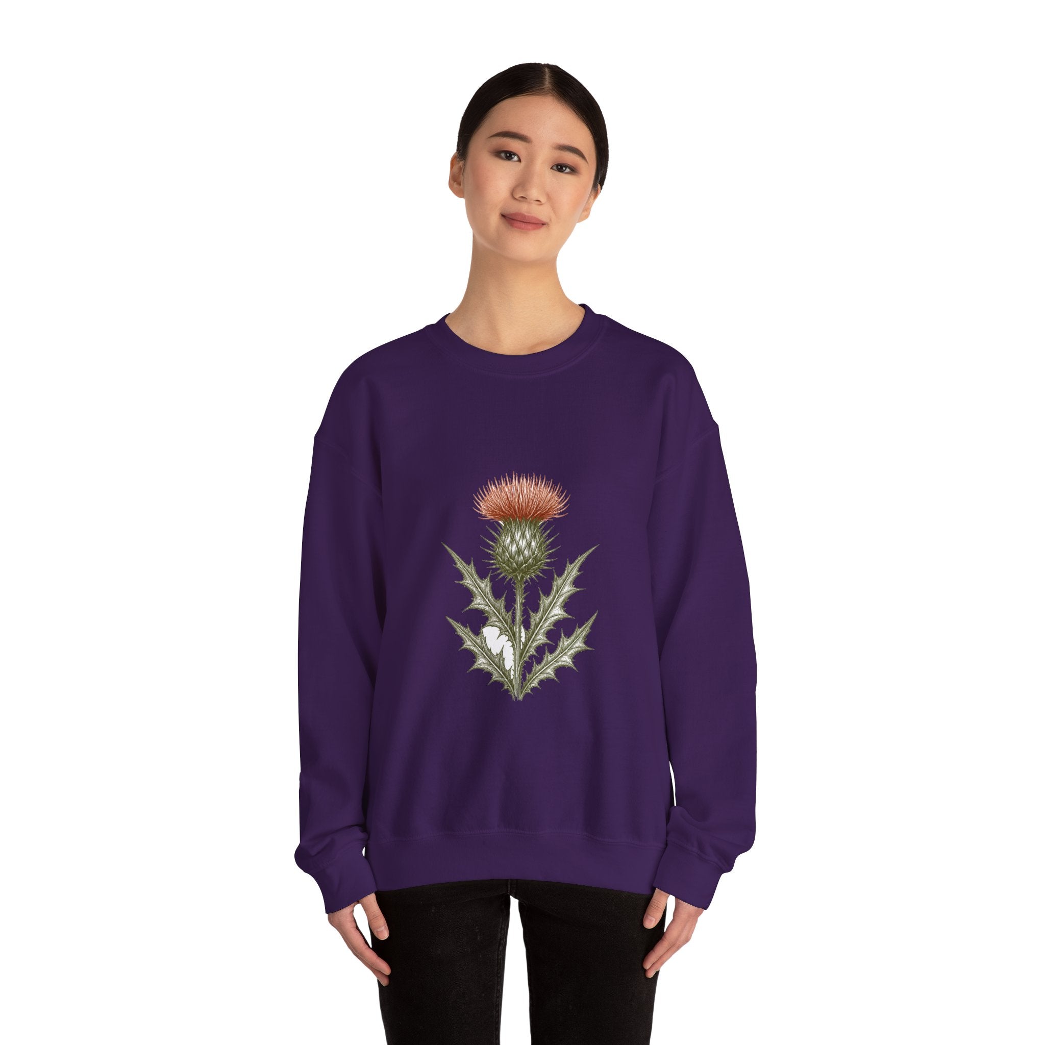 Matching Couple Sweatshirt - Lavender & Thistle Matching Couple Crewneck Sweatshirt Hand-Drawn Art His Hers Best Friend Gift - Design B