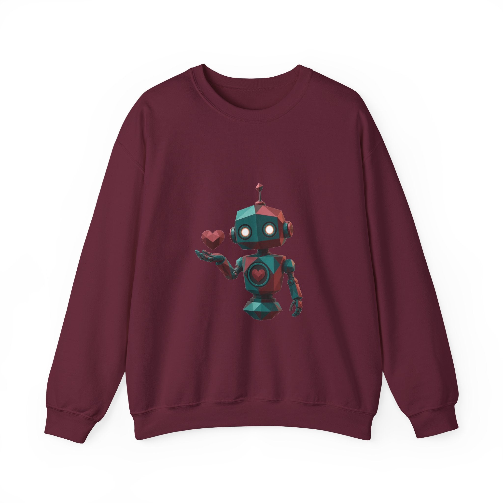 Matching Couple Sweatshirt - Robot & Heart Matching Couple Comfort Colors Crew Geometric Art His Hers Love Gift - Design A