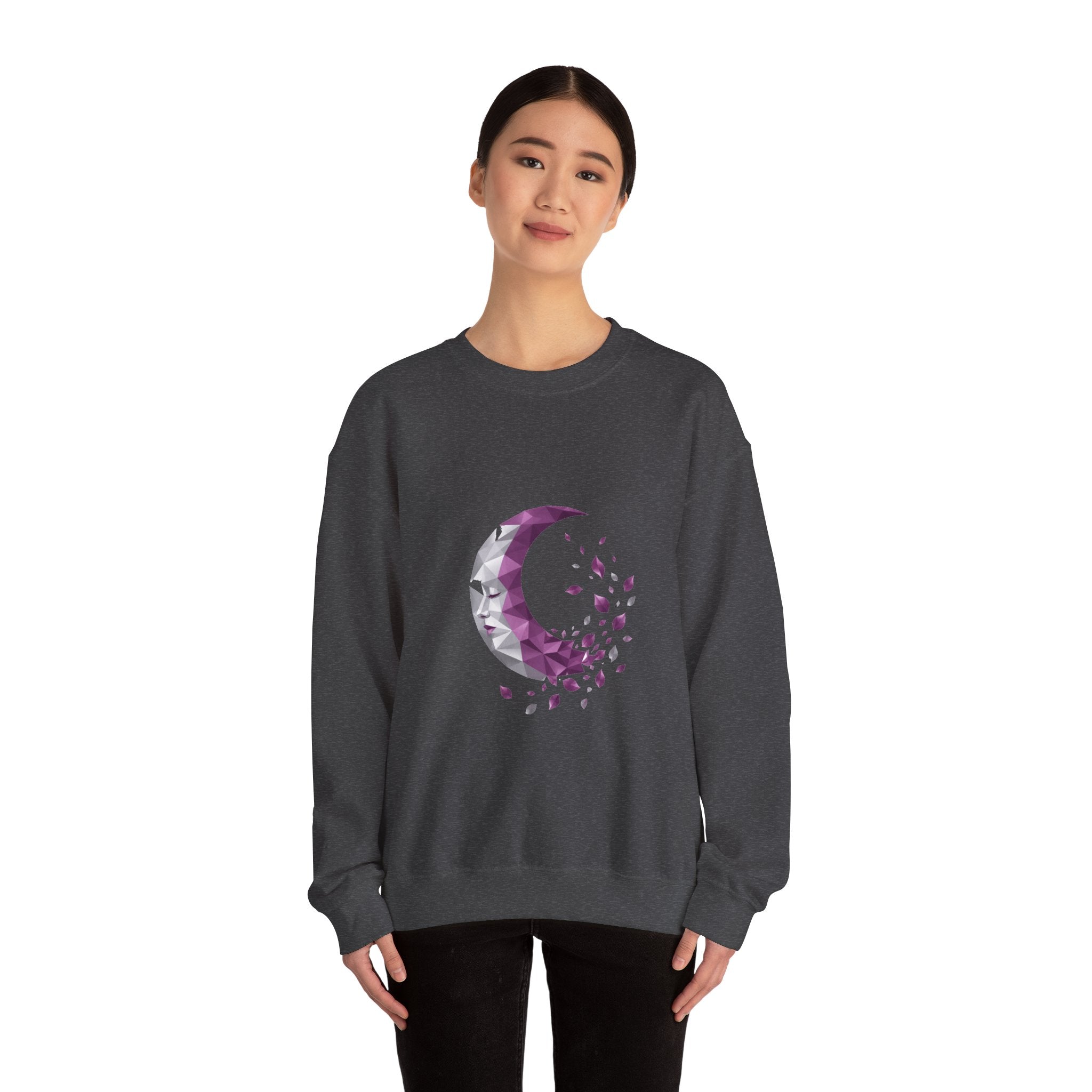 Matching Couple Sweatshirt - Waxing & Waning Moon Matching Couple Premium Fleece Sweatshirt Geometric Art His Hers Love Gift - Design B