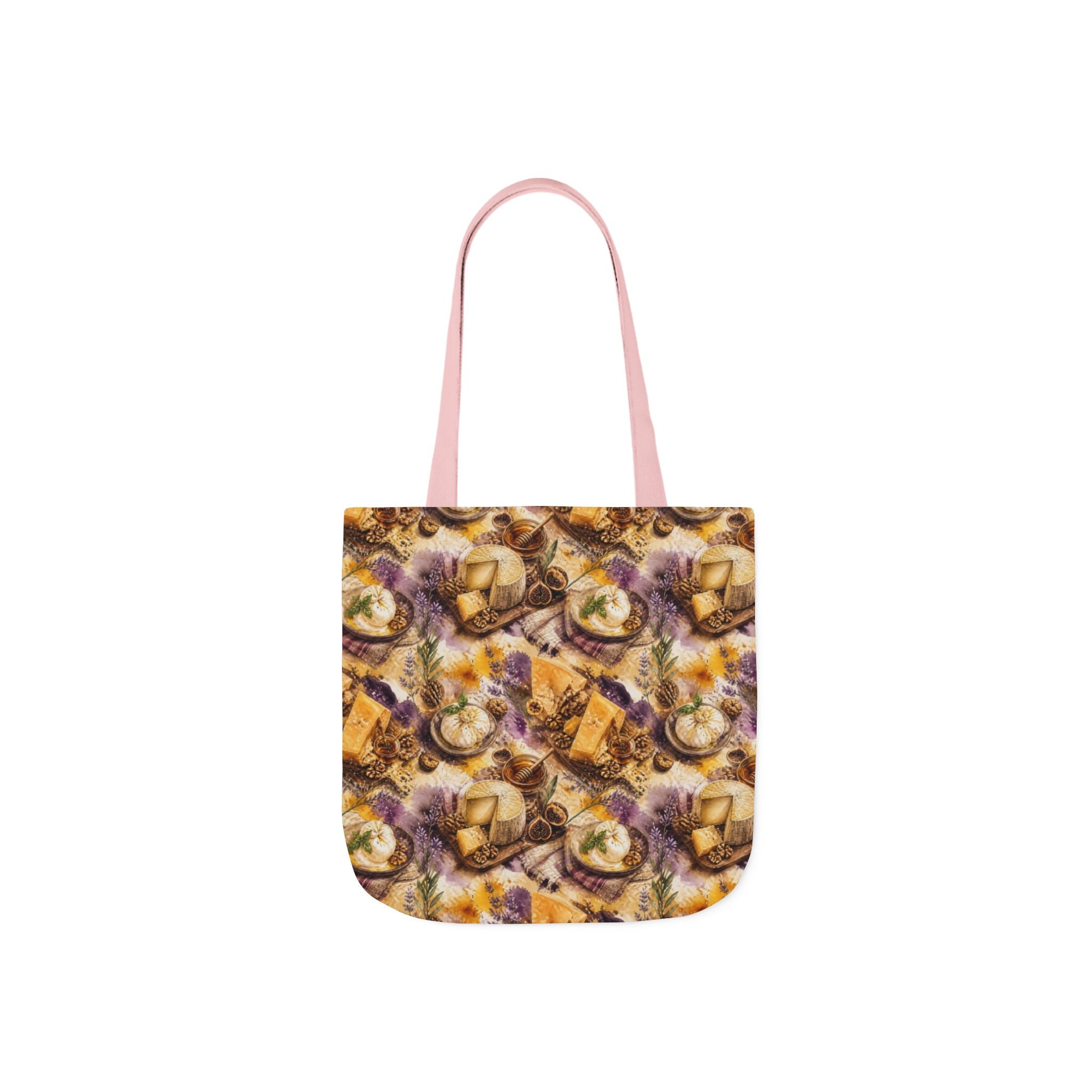 Italian Cheese Board Canvas Tote Bag Mediterranean Kitchen Watercolor Splash Design Italian Cottagecore Gift