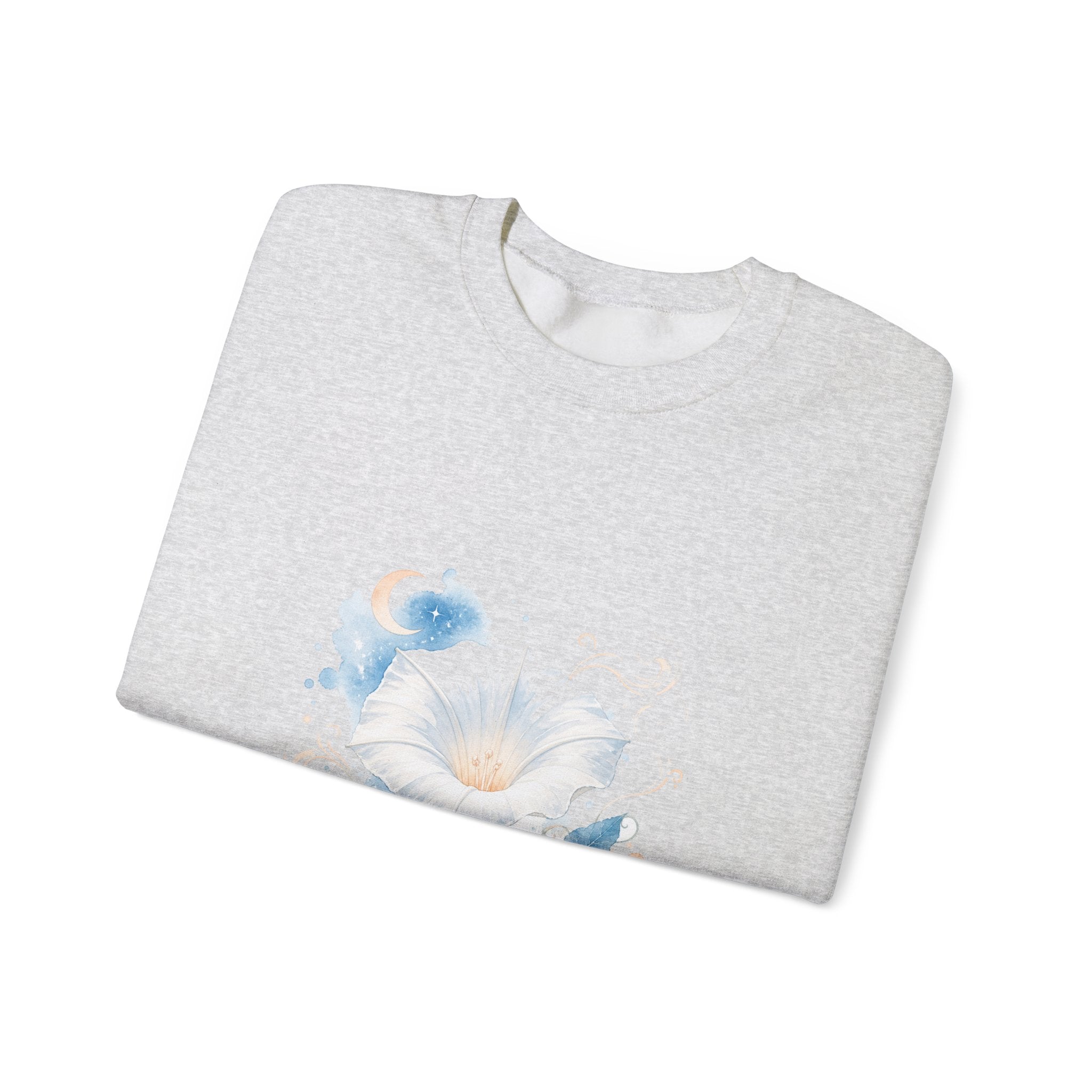 Matching Couple Sweatshirt - Sunflower & Moonflower Matching Couple Crewneck Sweatshirt Watercolor Art His Hers Engagement Gift - Design B