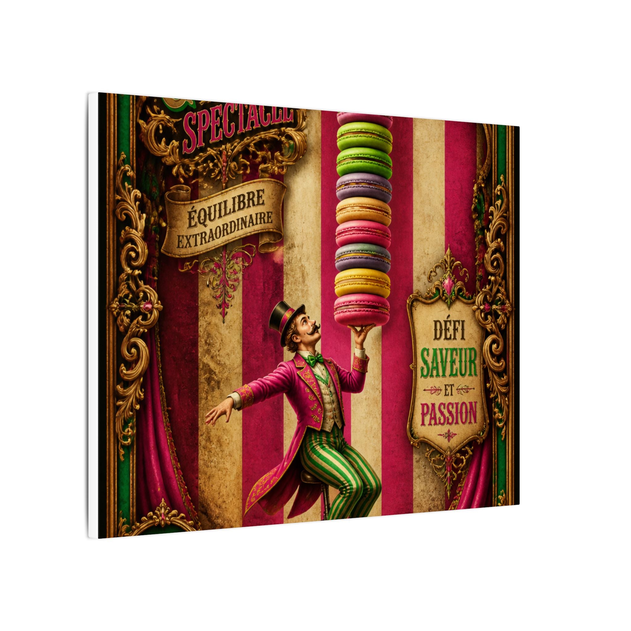 Macaron Balancing Tower Wall Art Canvas 24×36 Baroque Studio Decor Maximalist Print