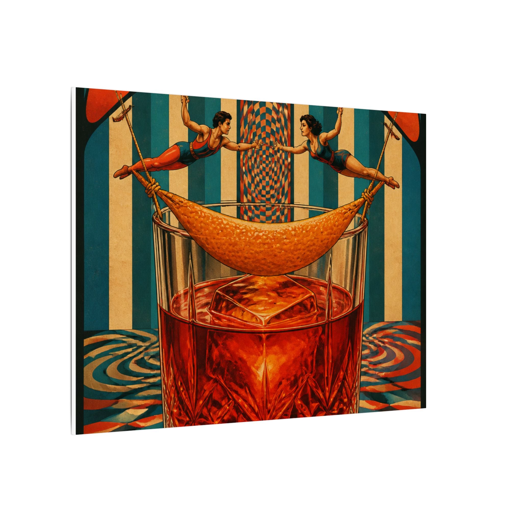 Negroni Trapeze Act Wall Art Canvas 16×20 Psychedelic Cafe Decor Maximalist Print