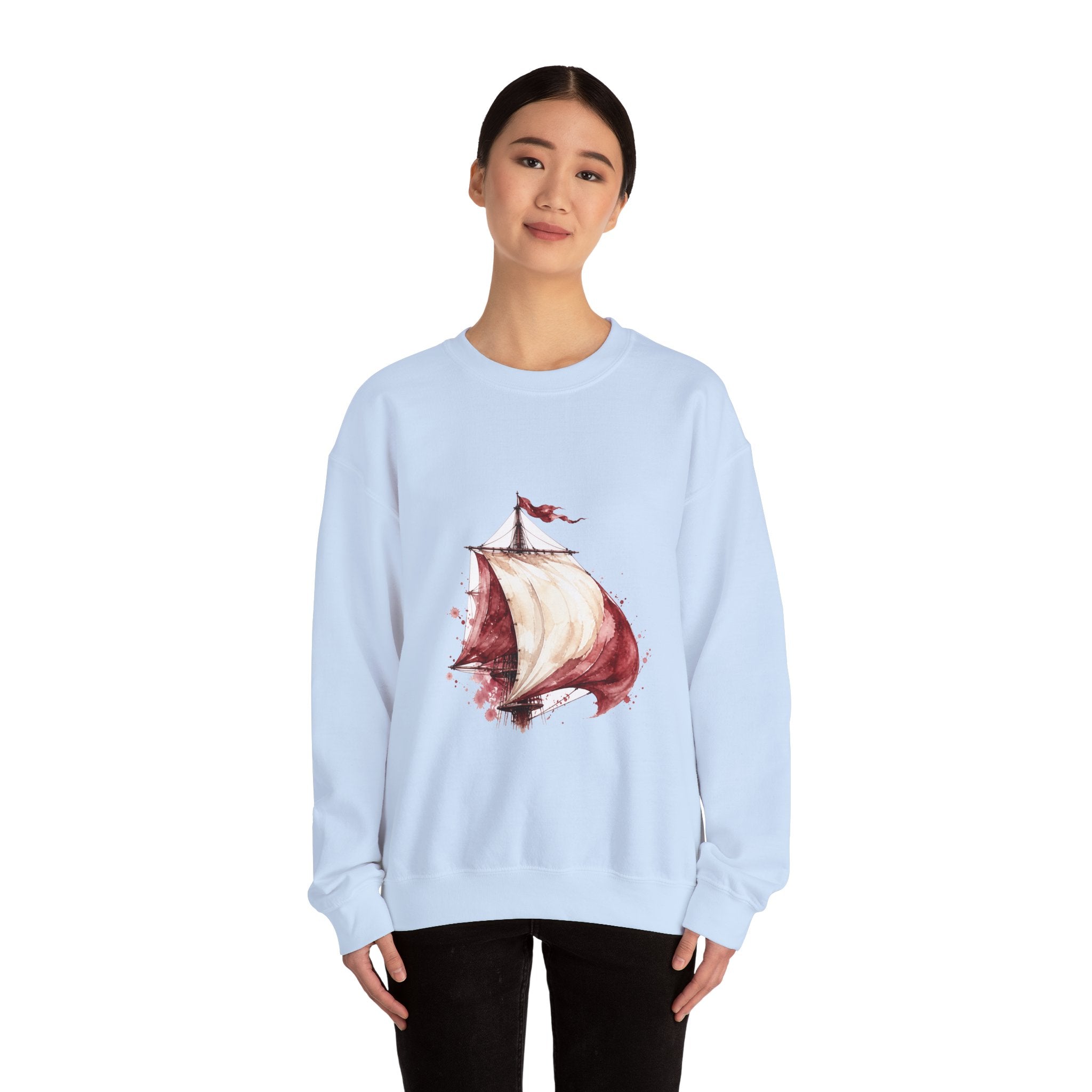 Matching Couple Sweatshirt - Anchor & Sail Matching Couple Comfort Colors Crew Watercolor Art His Hers Birthday Gift - Design B