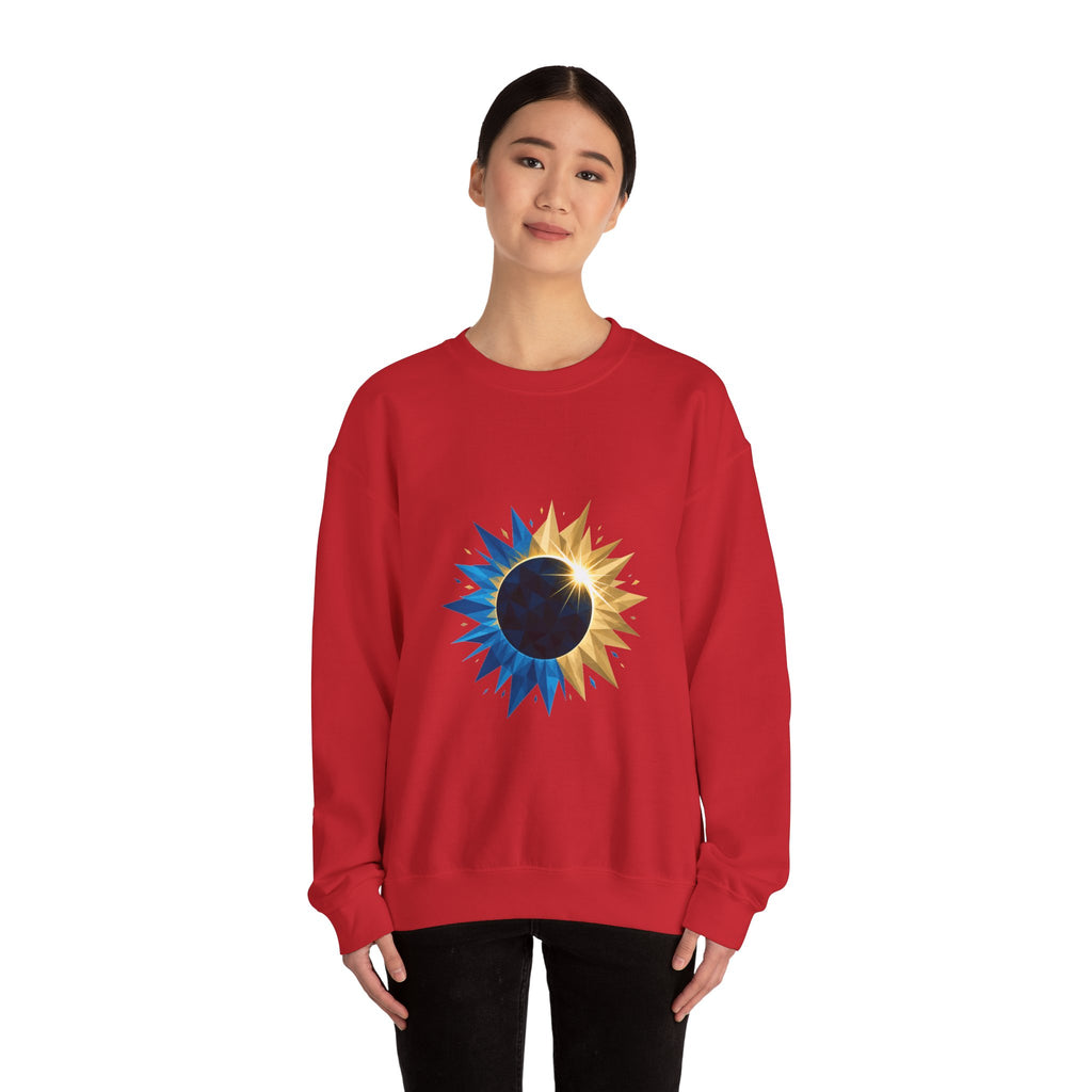 Matching Couple Sweatshirt - Solar & Lunar Eclipse Matching Couple Crewneck Sweatshirt Geometric Art His Hers Couple Gift - Design A