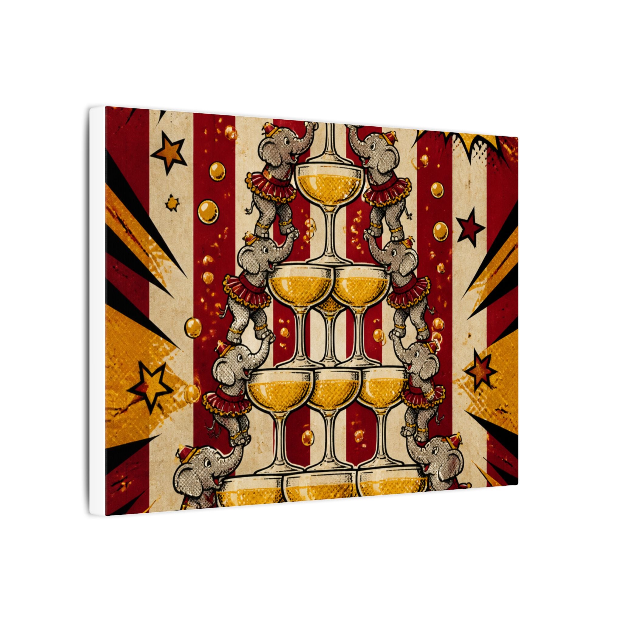 Champagne Tower Elephants Wall Art Canvas 24×36 Pop Art Restaurant Decor Maximalist Print