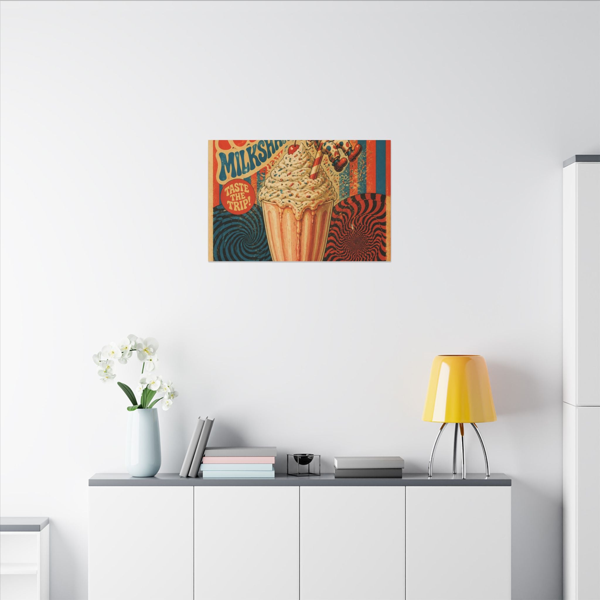 Milkshake Slide Clown Wall Art Canvas 24×36 Psychedelic Dining Room Decor Maximalist Print