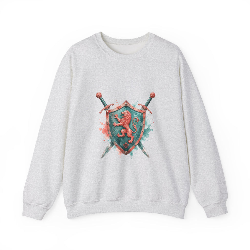 Matching Couple Sweatshirt - Crown & Shield Matching Couple Comfort Colors Crew Watercolor Art His Hers Birthday Gift - Design B