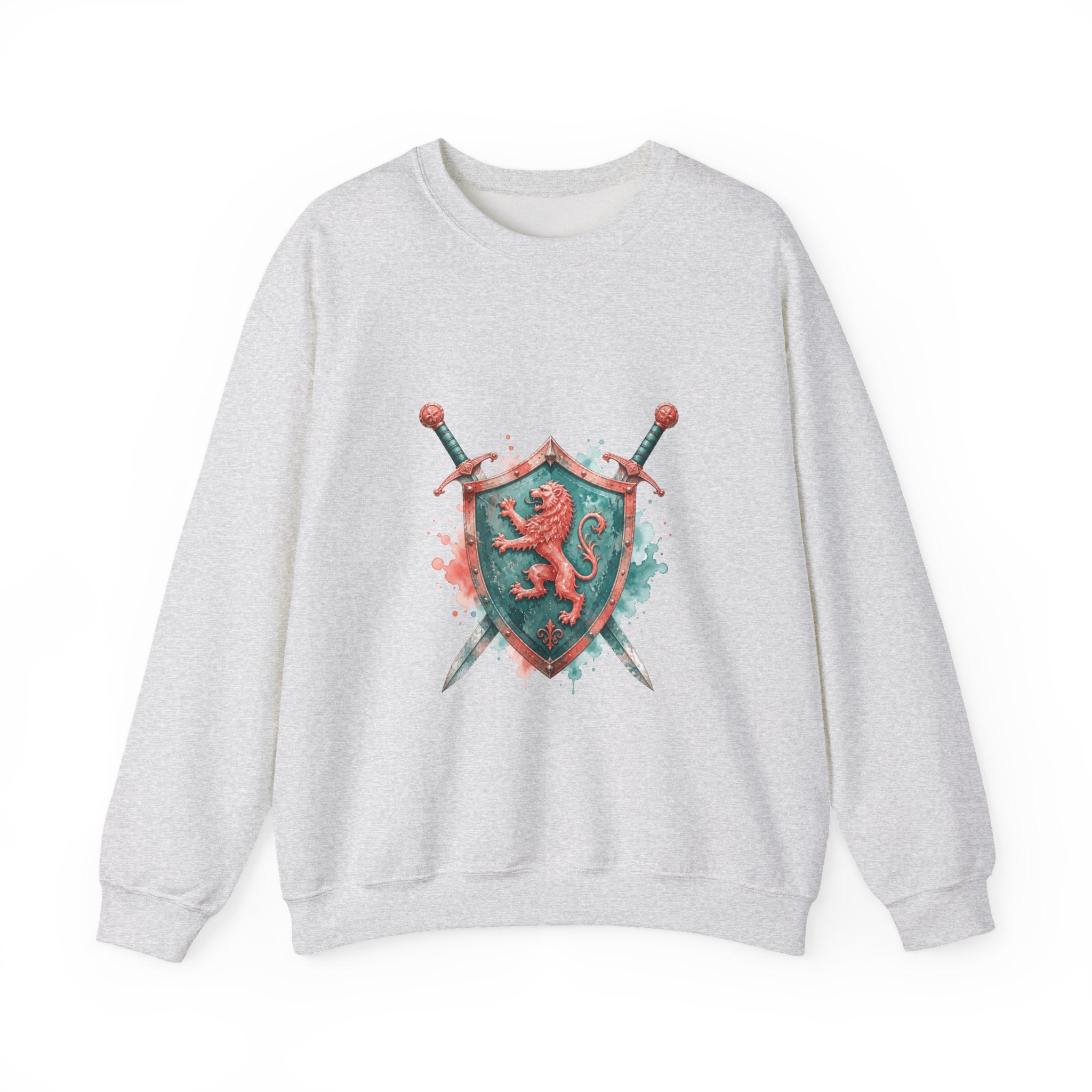 Matching Couple Sweatshirt - Crown & Shield Matching Couple Comfort Colors Crew Watercolor Art His Hers Birthday Gift - Design B