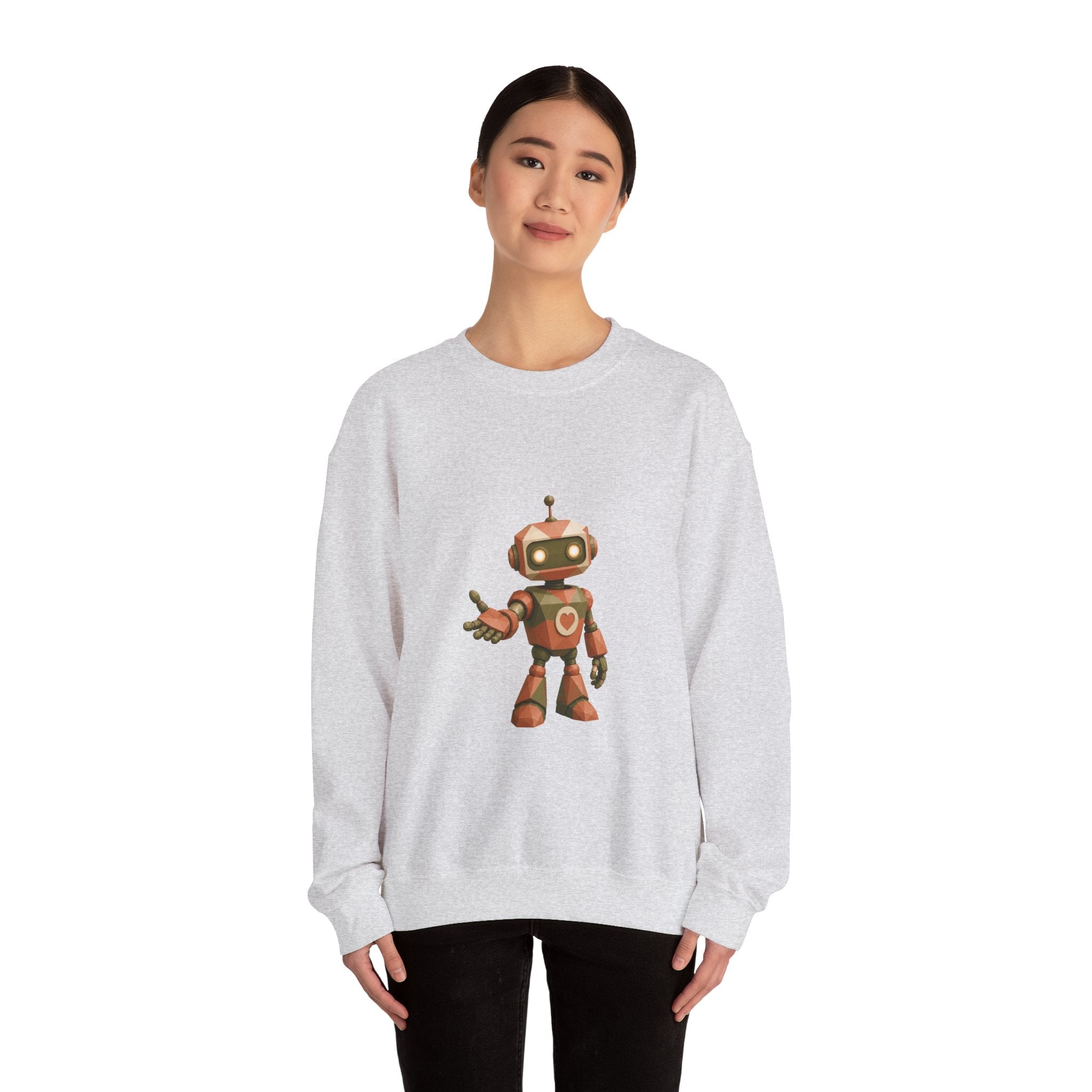 Matching Couple Sweatshirt - Robot & Heart Matching Couple Crewneck Sweatshirt Geometric Art His Hers Couple Gift - Design A