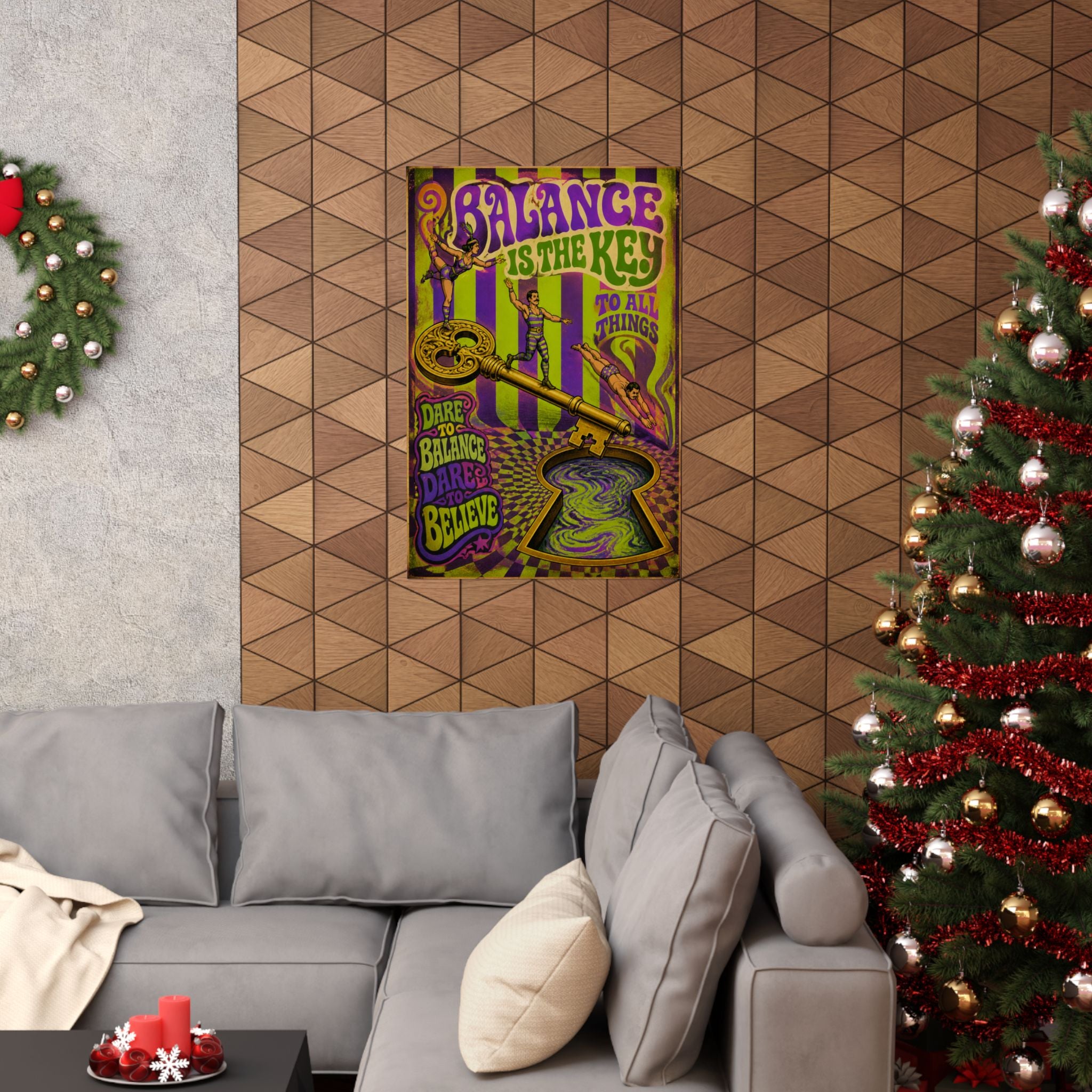 Giant Key Performance Wall Art Poster 18×24 Psychedelic Cafe Decor Maximalist Print