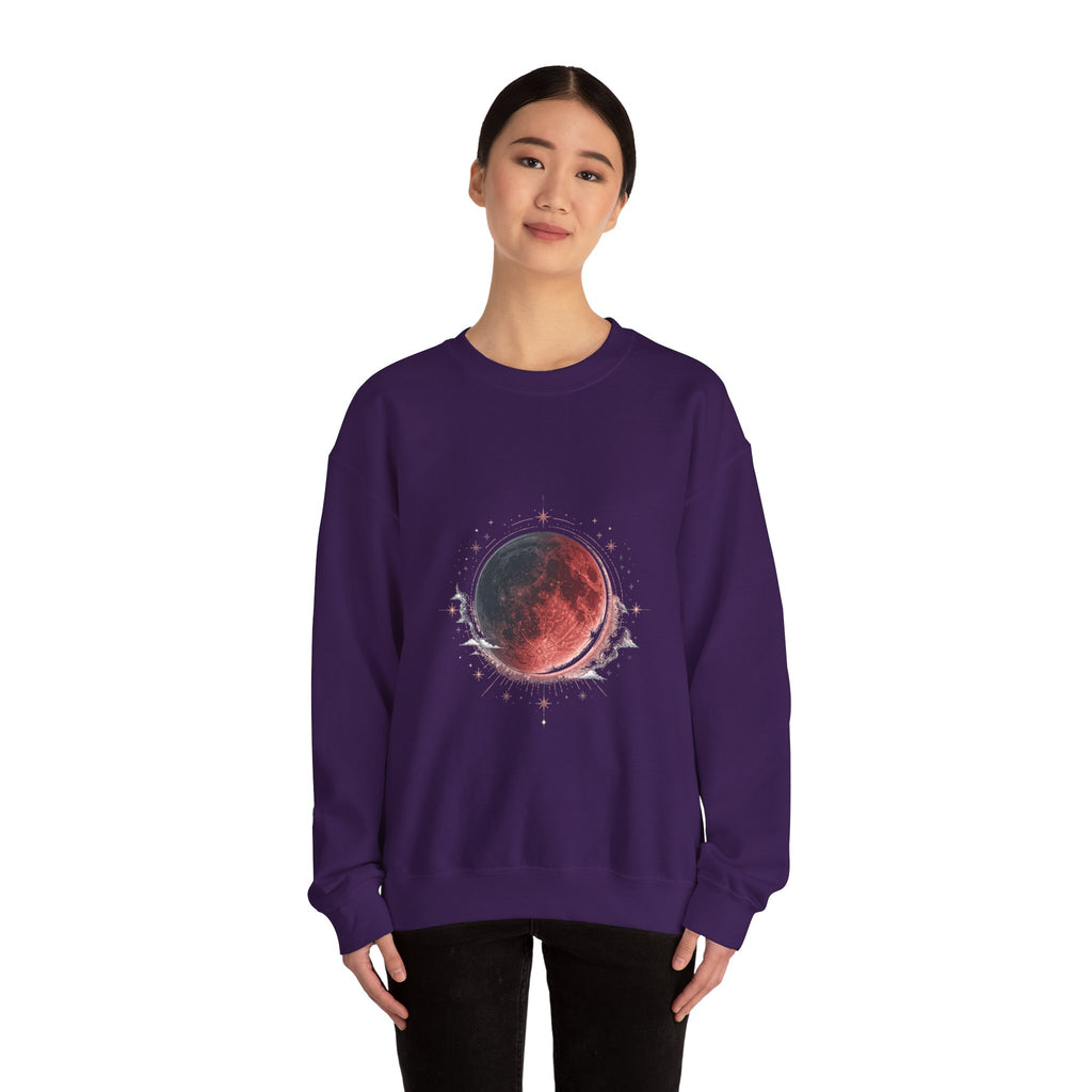 Matching Couple Sweatshirt - Solar & Lunar Eclipse Matching Couple Comfort Colors Crew Hand-Drawn Art His Hers Anniversary Gift - Design B