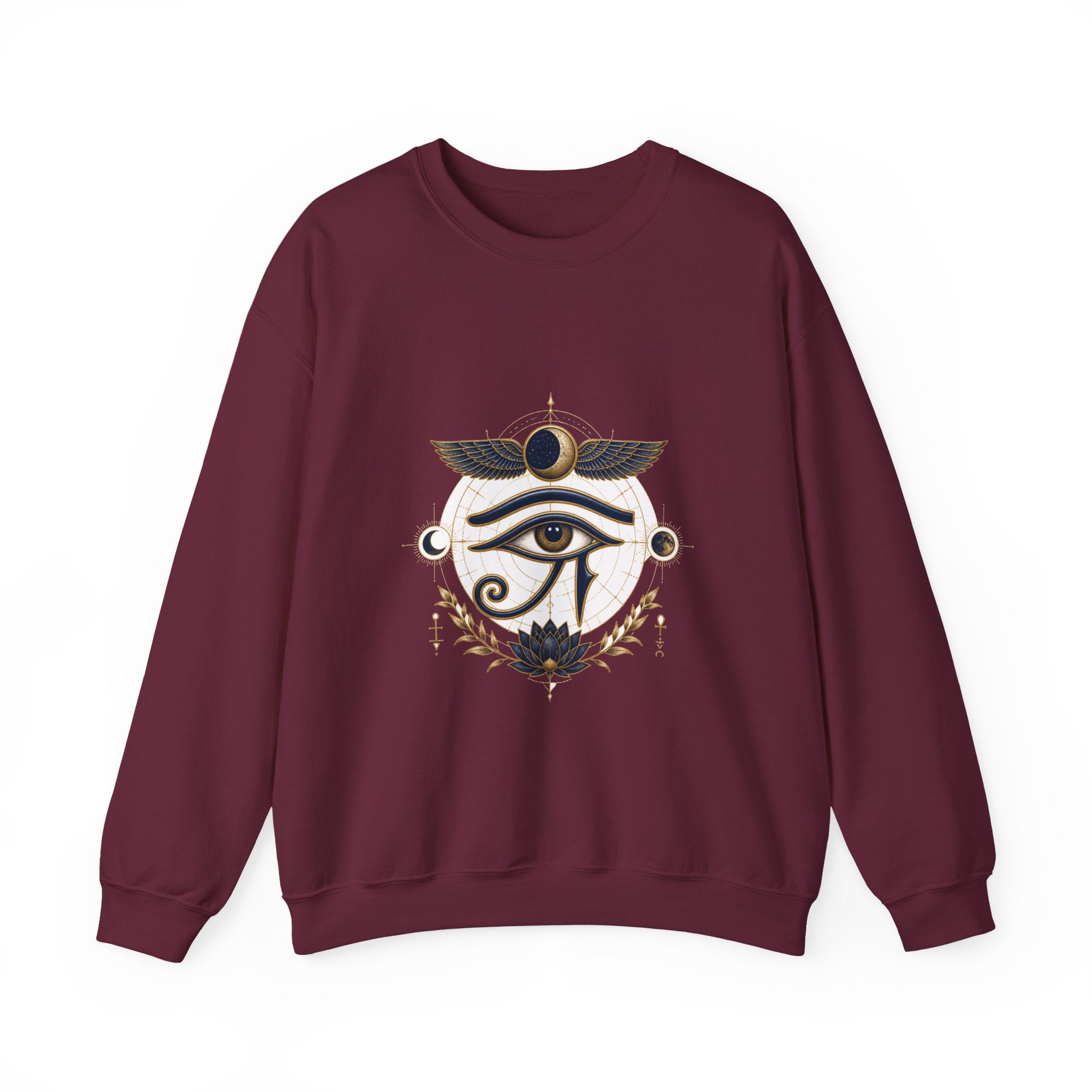 Matching Couple Sweatshirt - Eye of Ra & Horus Matching Couple Crewneck Sweatshirt Vintage Art His Hers Wedding Gift - Design B