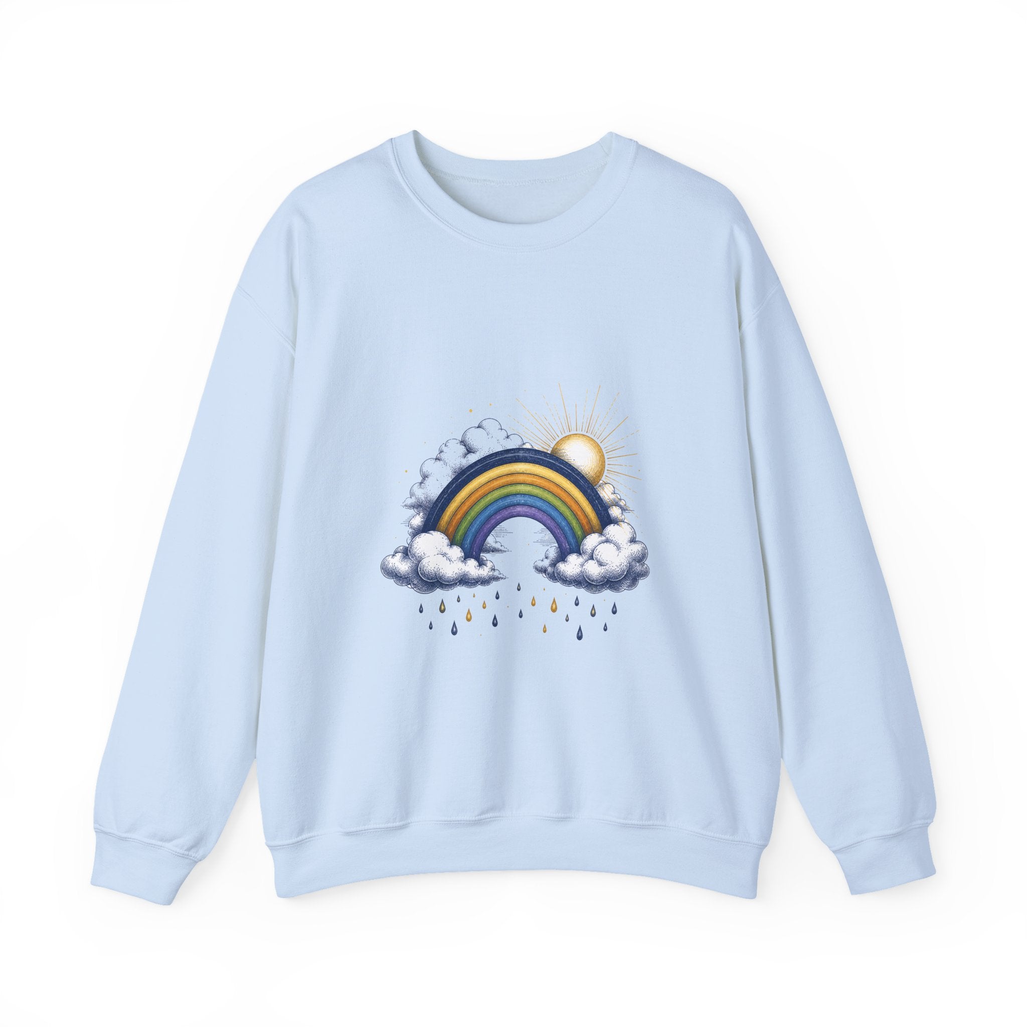 Matching Couple Sweatshirt - Storm & Rainbow Matching Couple Crewneck Sweatshirt Hand-Drawn Art His Hers Best Friend Gift - Design B