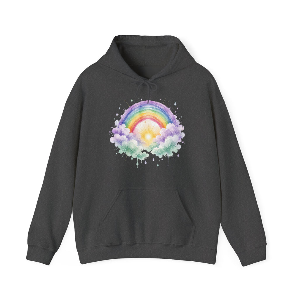 Matching Couple Sweatshirt - Storm & Rainbow Matching Couple Hooded Sweatshirt Watercolor Art His Hers Engagement Gift - Design B