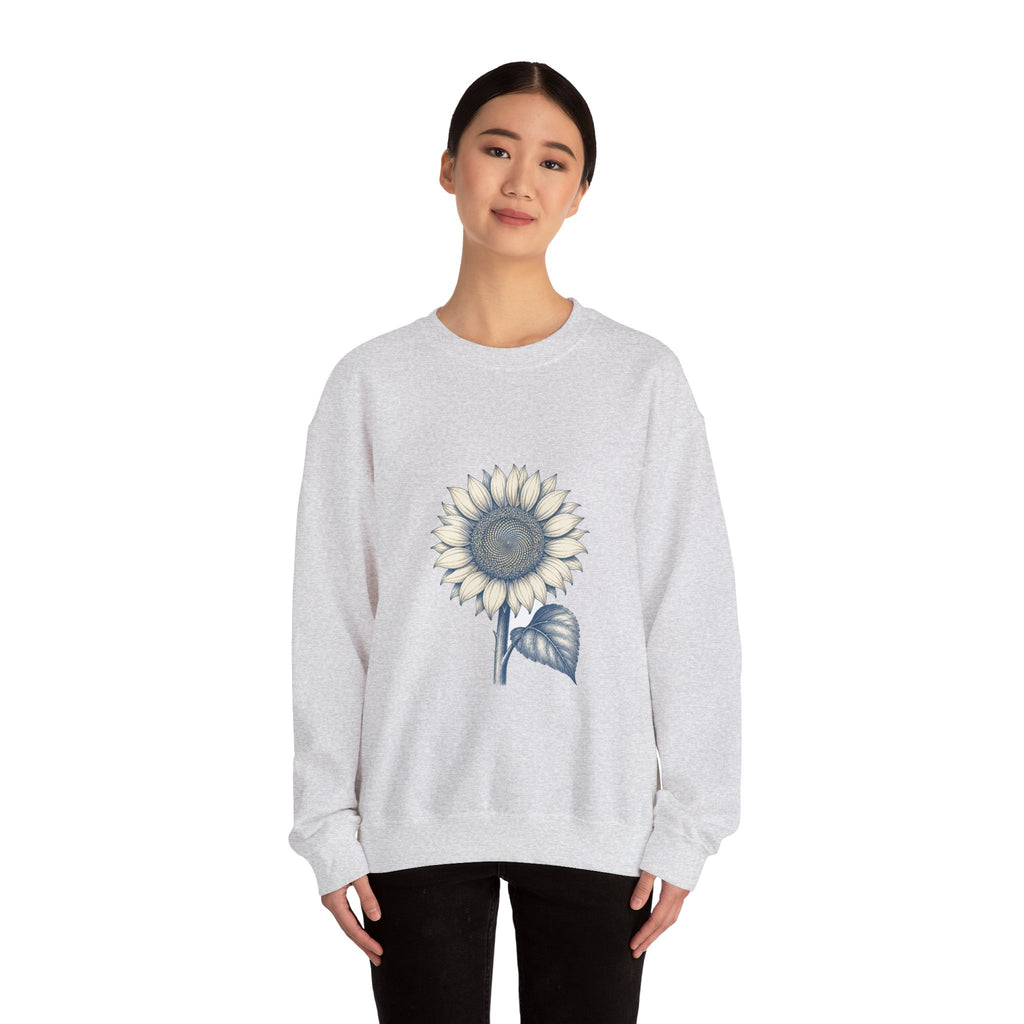 Matching Couple Sweatshirt - Sunflower & Moonflower Matching Couple Comfort Colors Crew Hand-Drawn Art His Hers Anniversary Gift - Design A