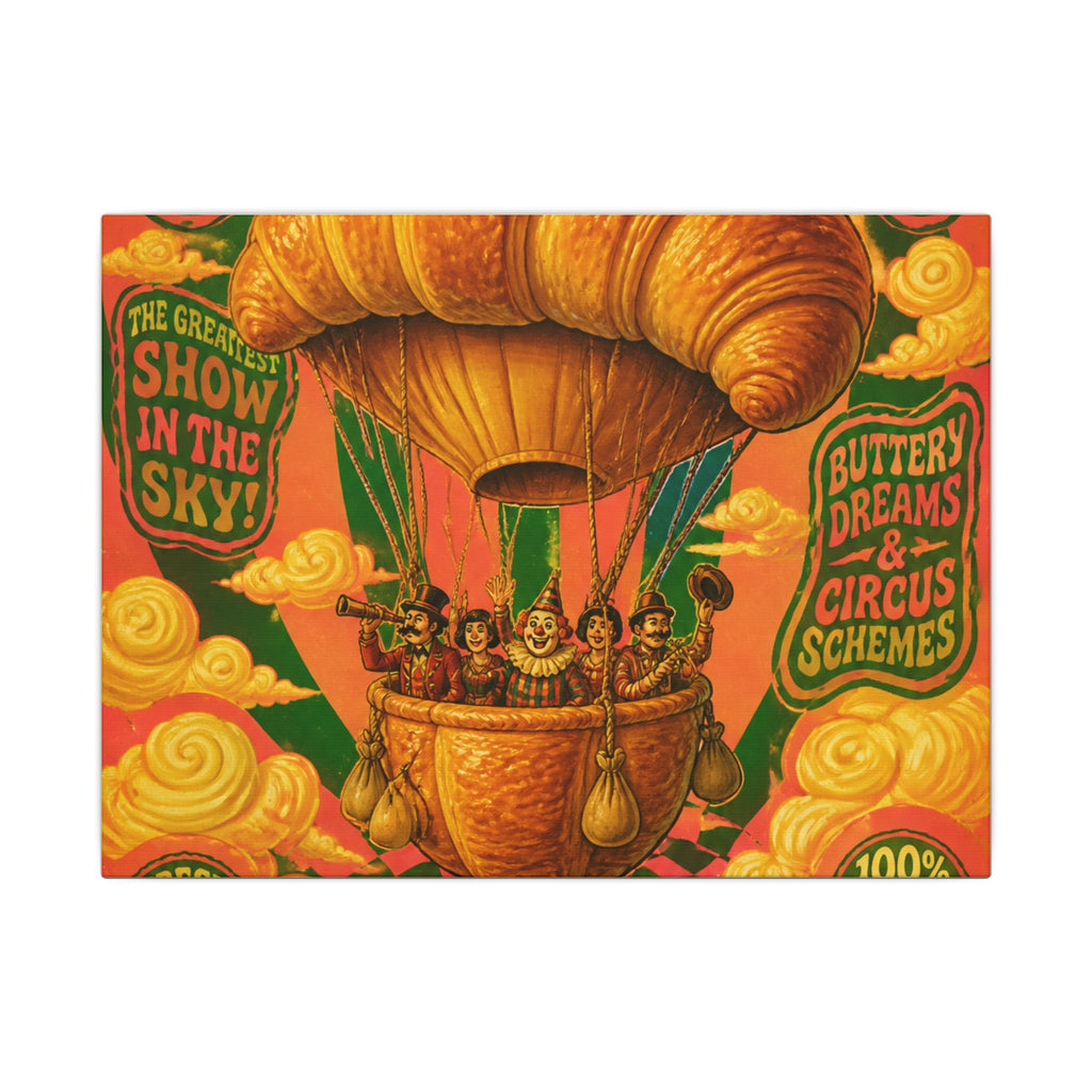 Croissant Hot Air Balloon Wall Art Canvas 24×36 Psychedelic Dining Room Decor Maximalist Print
