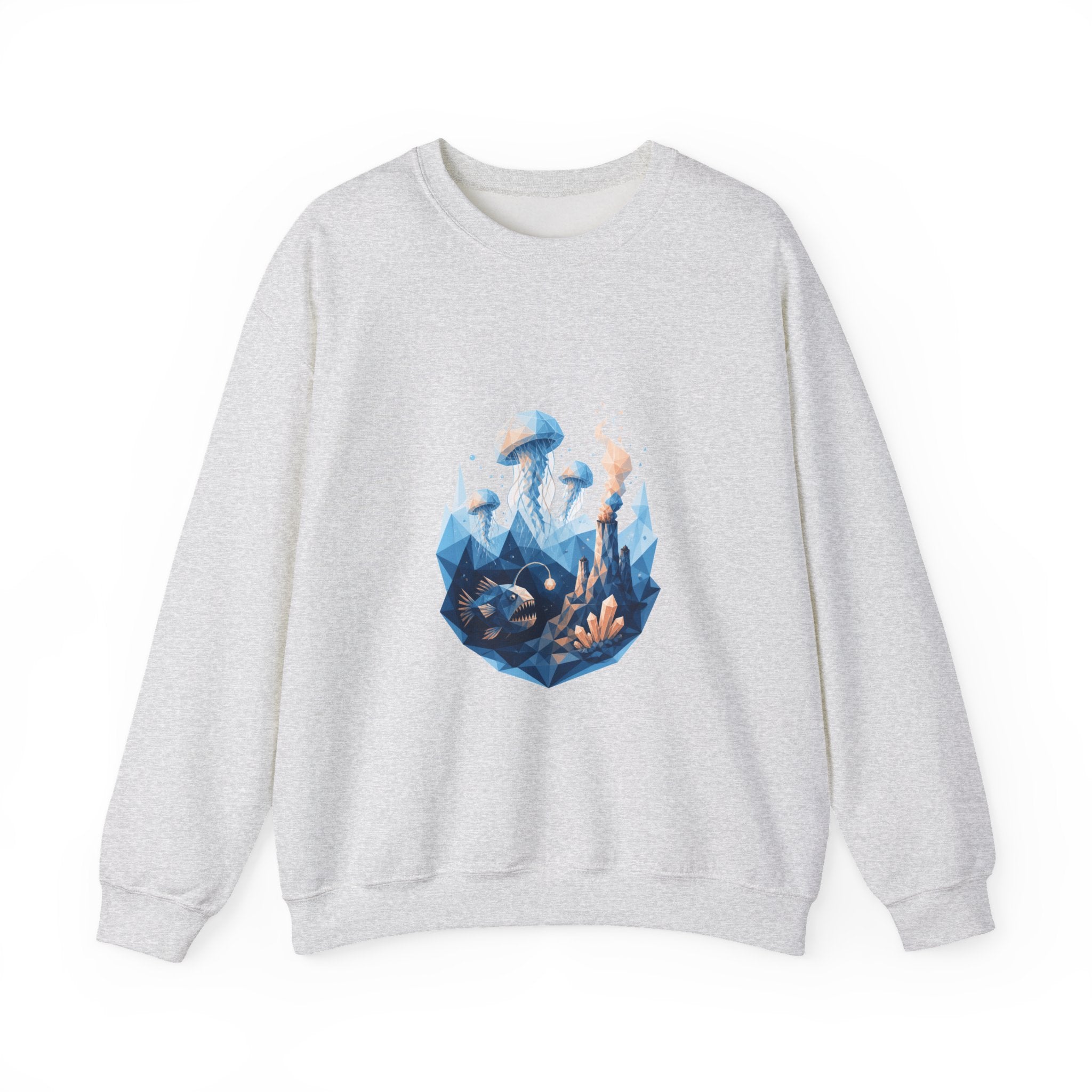 Matching Couple Sweatshirt - Coral Reef & Deep Sea Matching Couple Crewneck Sweatshirt Geometric Art His Hers Couple Gift - Design B