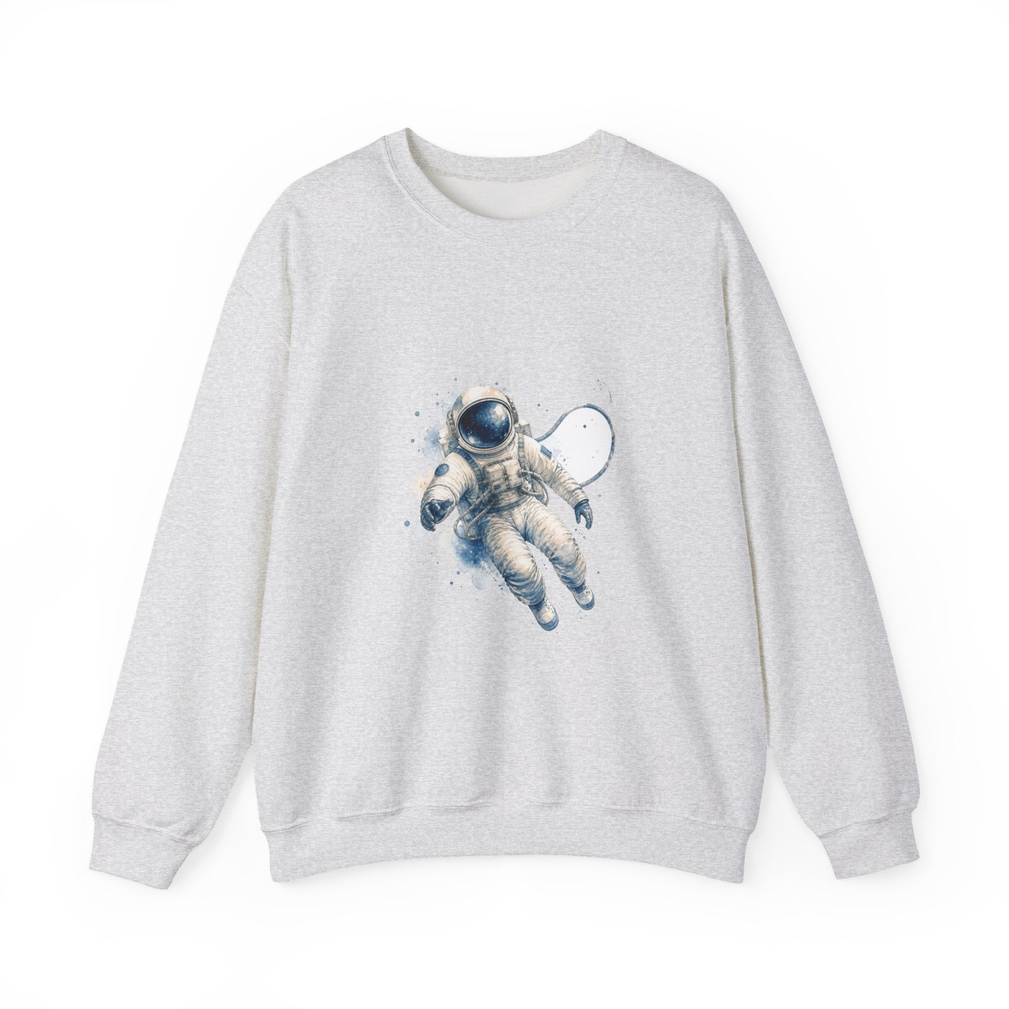 Matching Couple Sweatshirt - Astronaut & Planet Matching Couple Crewneck Sweatshirt Watercolor Art His Hers Engagement Gift - Design A