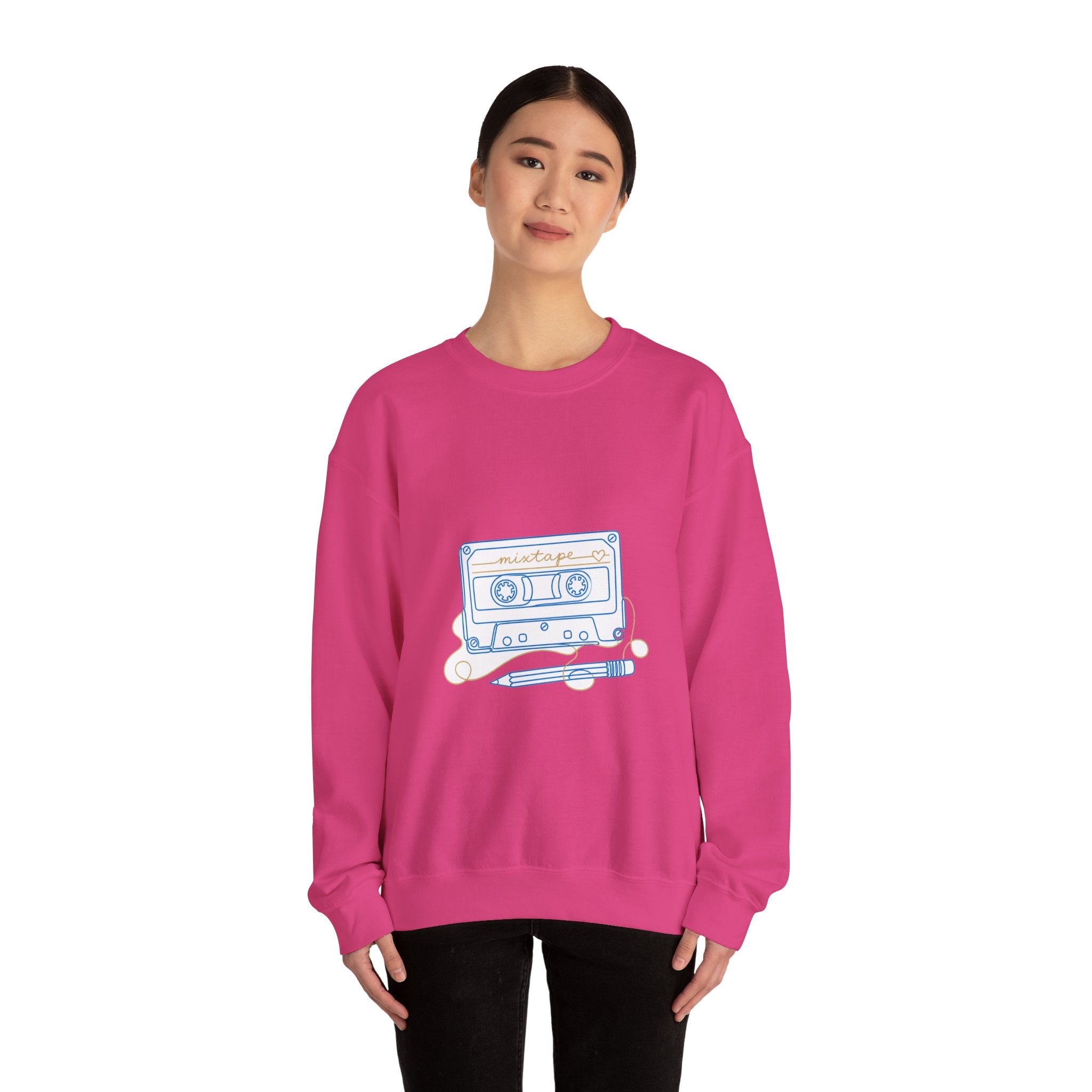 Matching Couple Sweatshirt - Vinyl & Cassette Matching Couple Comfort Colors Crew Minimalist Art His Hers Christmas Gift - Design B