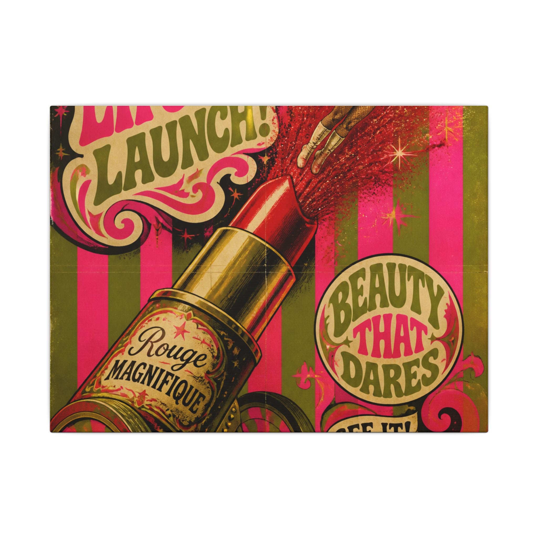 Lipstick Cannon Wall Art Canvas 16×20 Psychedelic Cafe Decor Maximalist Print