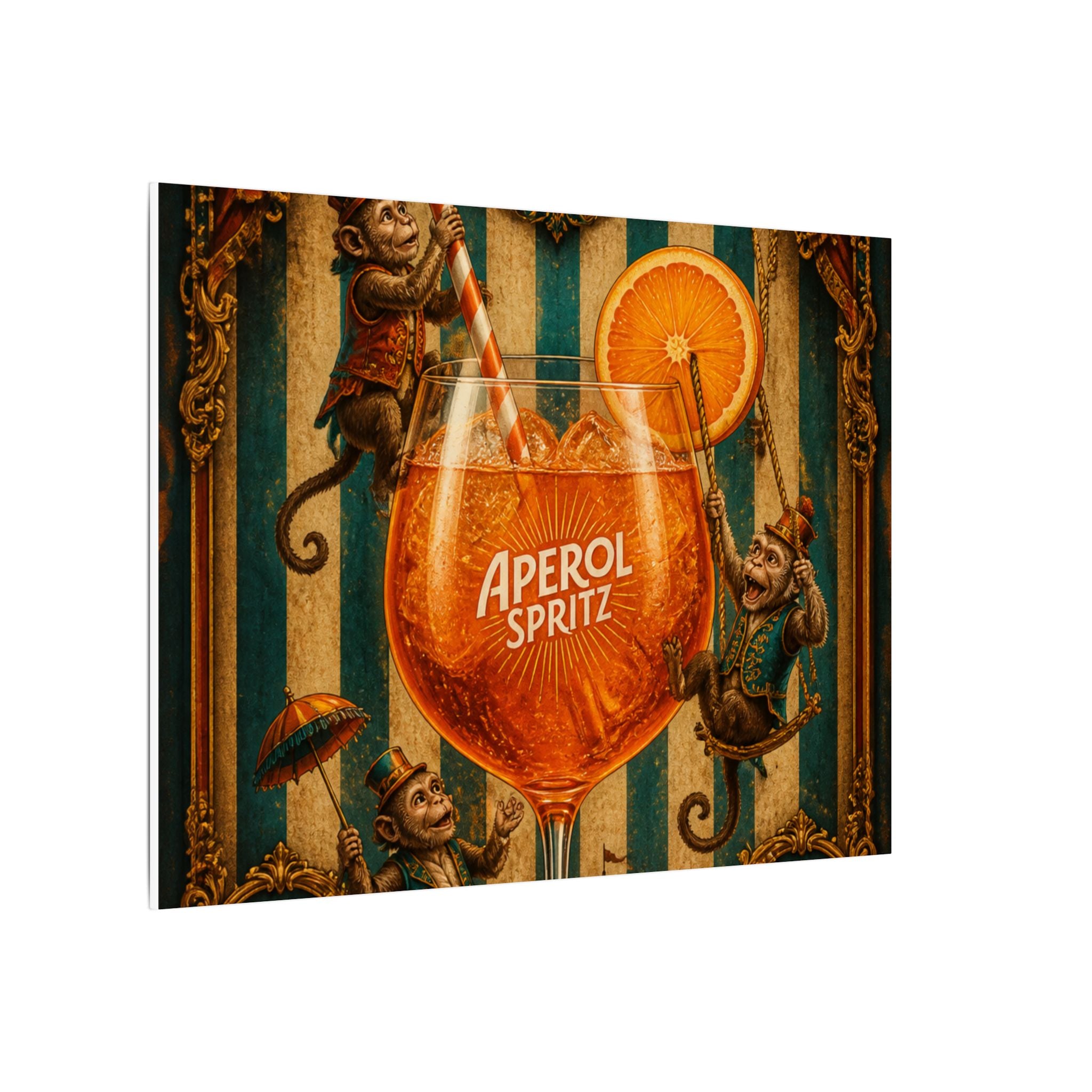 Aperol Spritz Monkeys Wall Art Canvas 16×20 Baroque Home Office Decor Maximalist Print