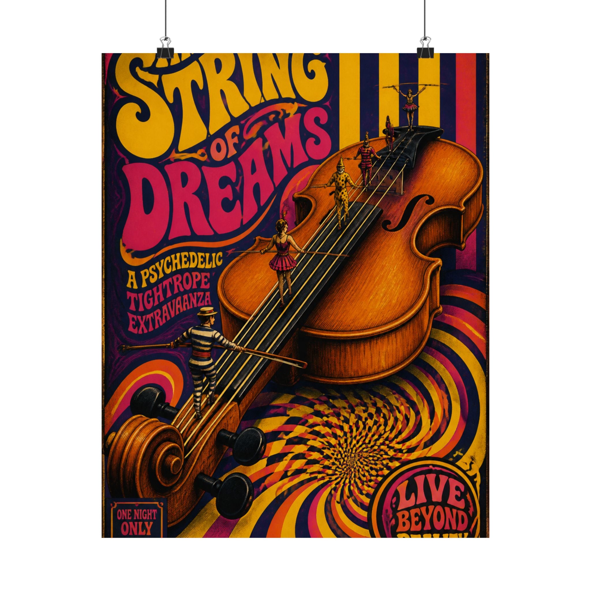 Violin Tightrope Bridge Wall Art Poster 18×24 Psychedelic Cafe Decor Maximalist Print