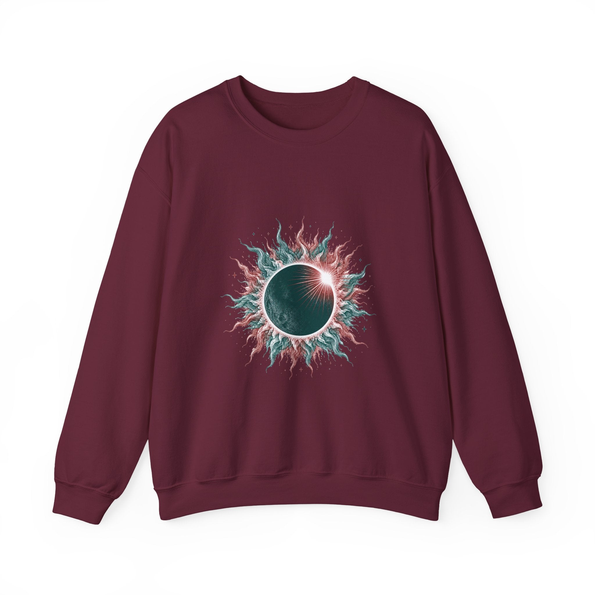 Matching Couple Sweatshirt - Solar & Lunar Eclipse Matching Couple Premium Fleece Sweatshirt Hand-Drawn Art His Hers Anniversary Gift - Design A