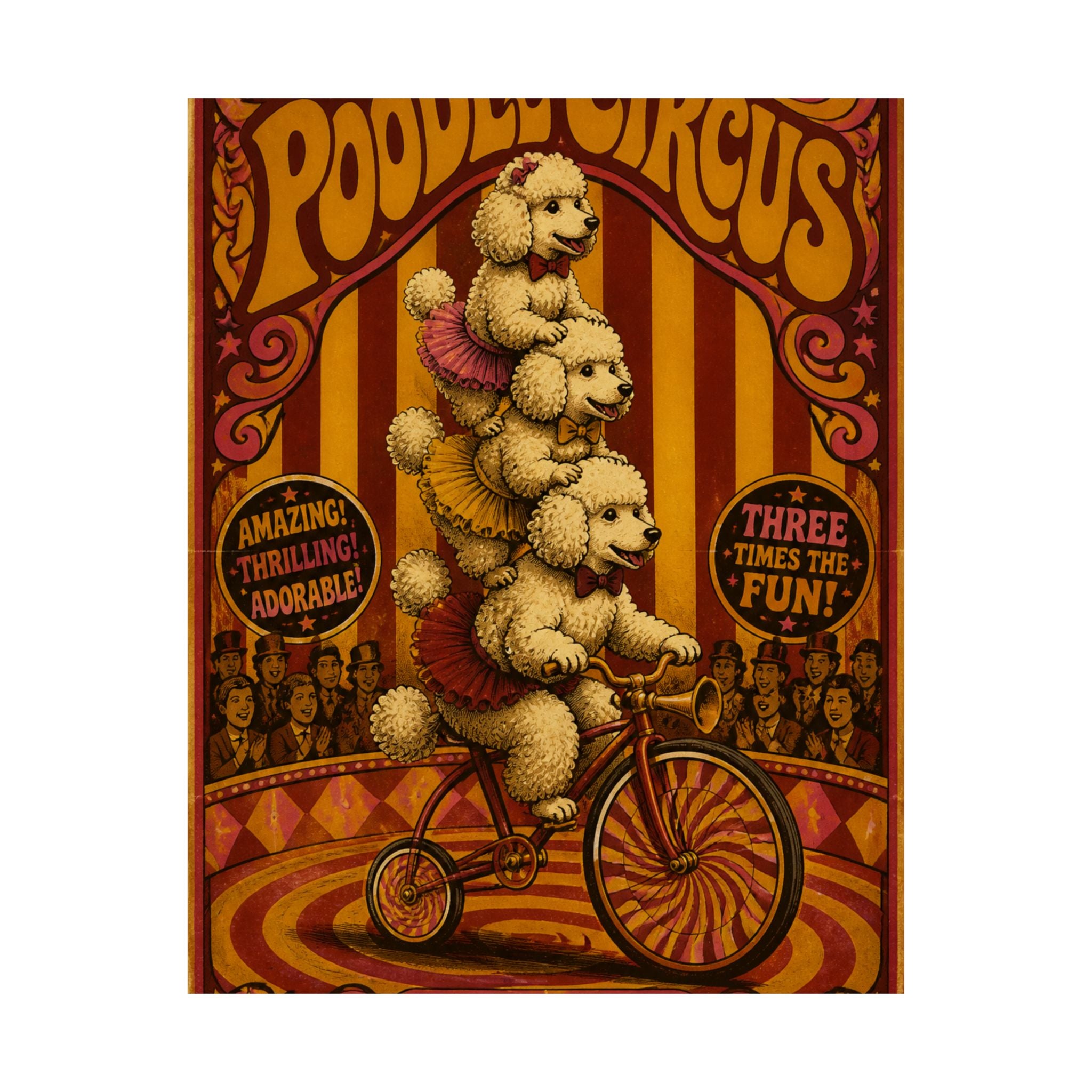 Poodle Stack Bicycle Wall Art Poster 18×24 Psychedelic Cafe Decor Maximalist Print