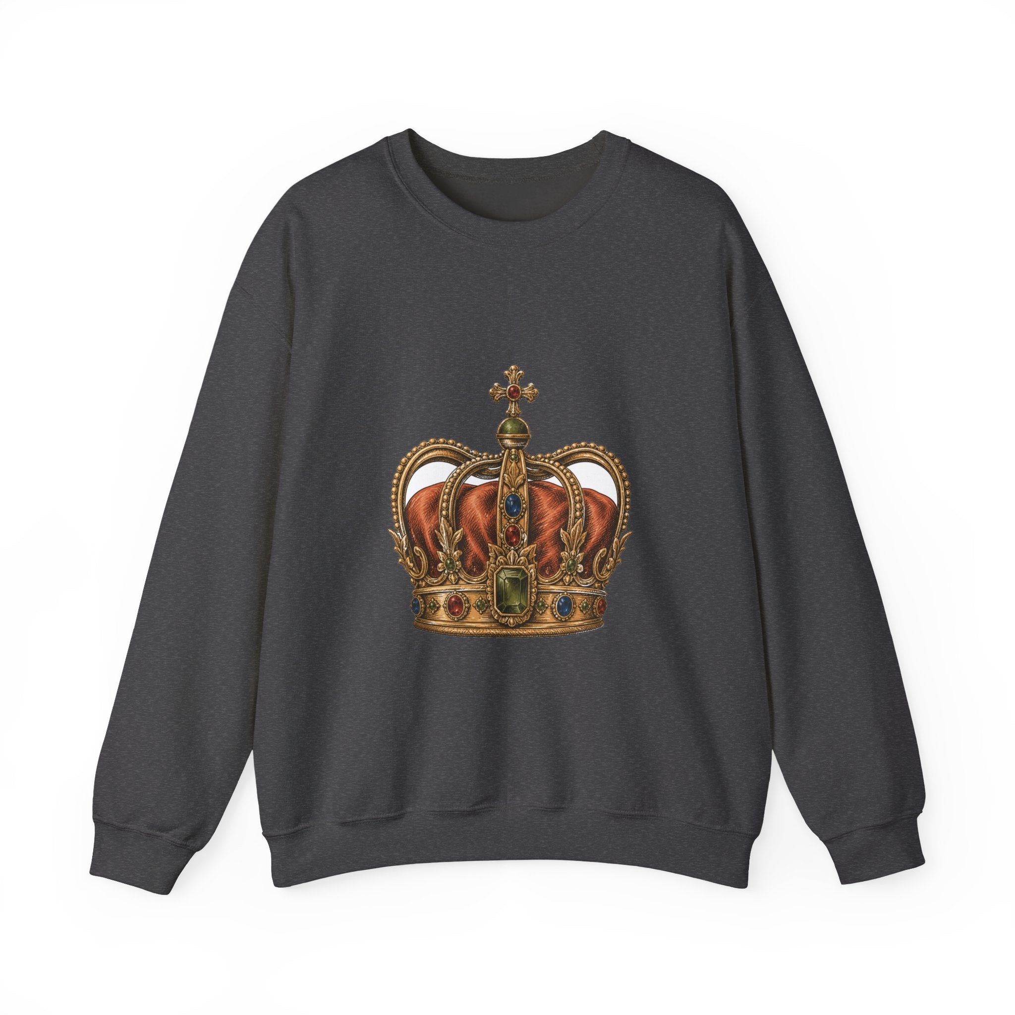 Matching Couple Sweatshirt - Crown & Shield Matching Couple Premium Fleece Sweatshirt Hand-Drawn Art His Hers Anniversary Gift - Design A