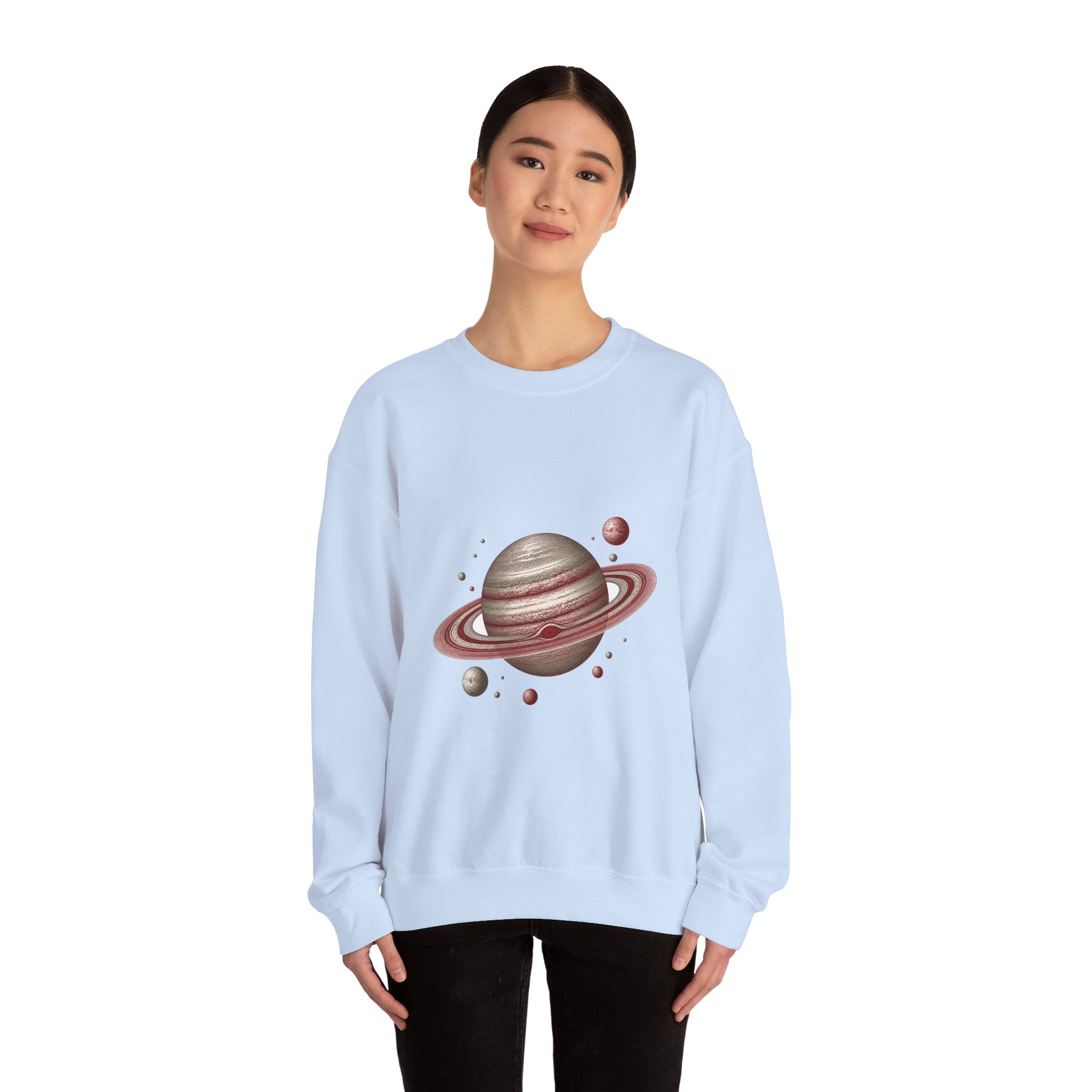 Matching Couple Sweatshirt - Saturn & Jupiter Matching Couple Crewneck Sweatshirt Vintage Art His Hers Wedding Gift - Design A