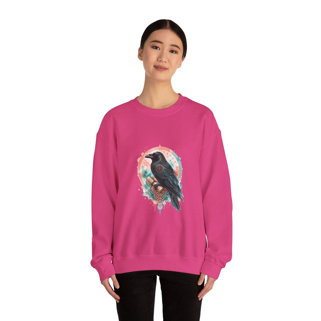 Matching Couple Sweatshirt - Huginn & Muninn Matching Couple Crewneck Sweatshirt Watercolor Art His Hers Engagement Gift - Design B