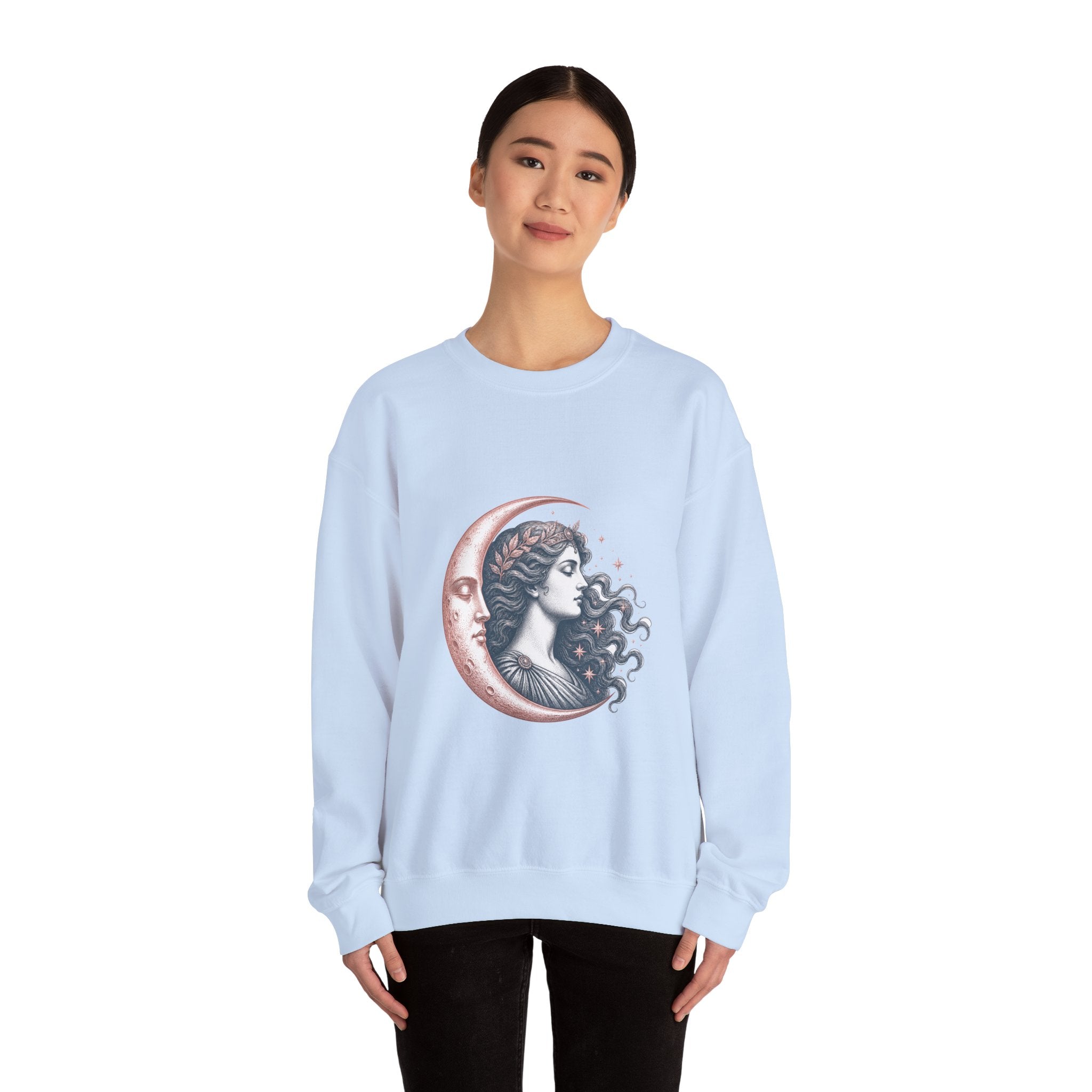 Matching Couple Sweatshirt - Helios & Selene Matching Couple Premium Fleece Sweatshirt Vintage Art His Hers Honeymoon Gift - Design B